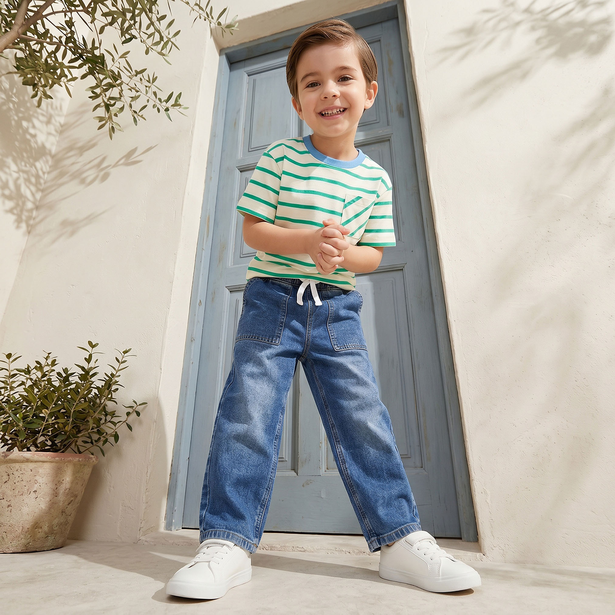 Juniors Drawstring Waistband Jeans with Pockets-boys-clothing-bottoms-jeans-image-5