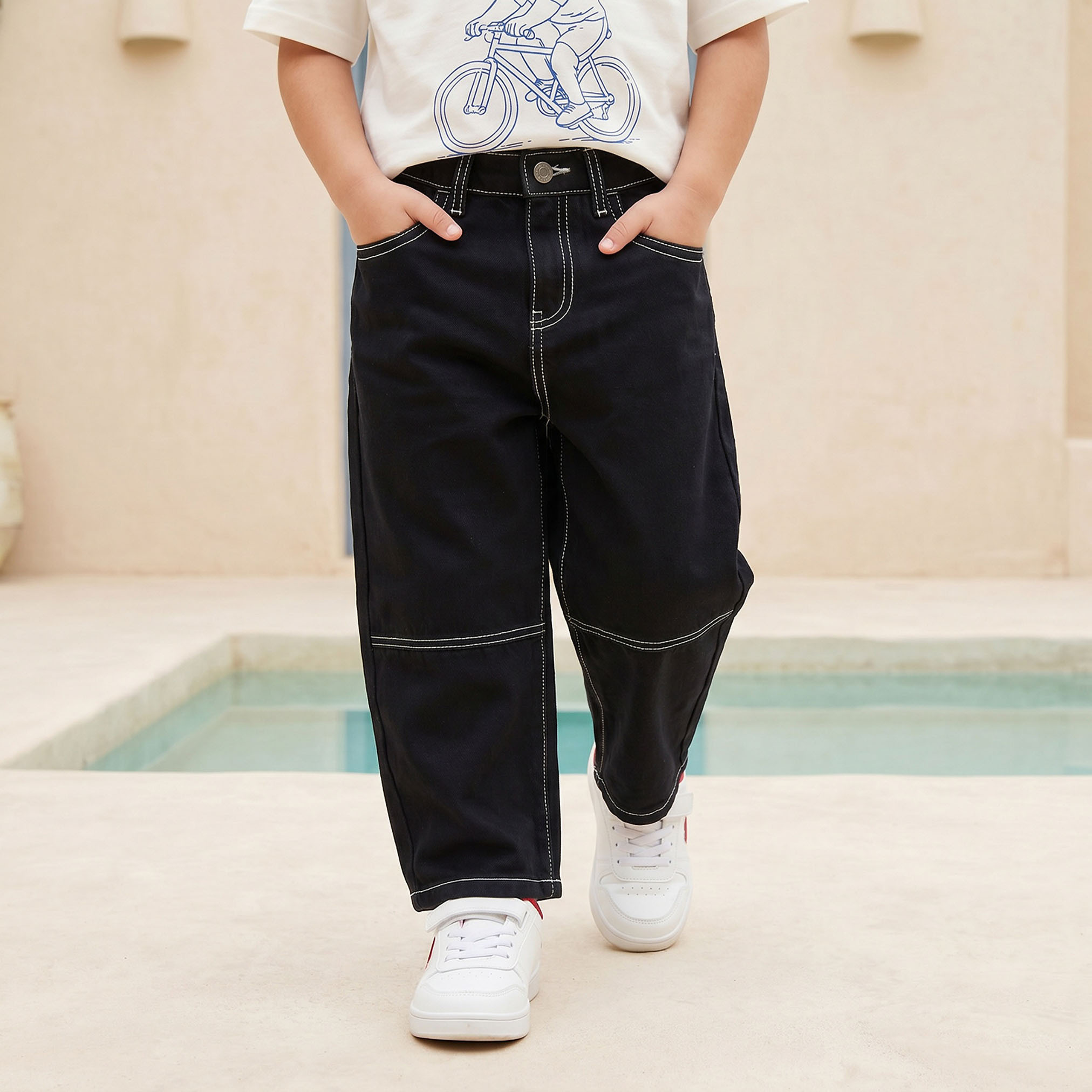 Juniors Jeans with Contrast Stitching-boys-clothing-bottoms-jeans-image-1
