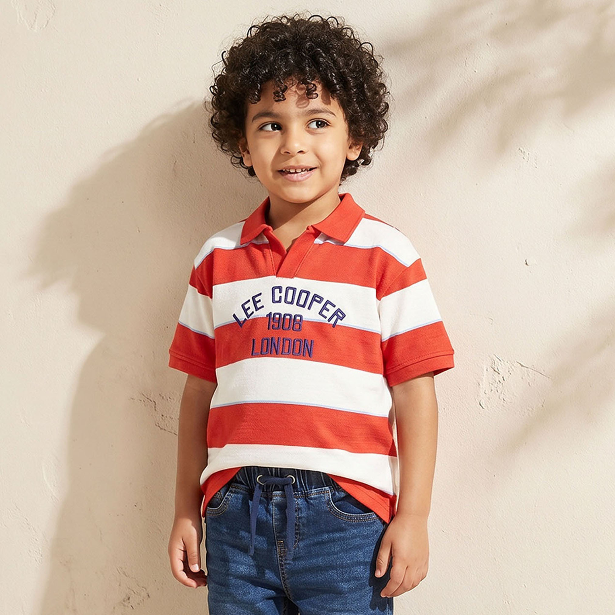 تيشيرت مخطط  بياقة عادية وأكمام قصيرة من لي كوبر-boys-clothing-tshirtsandpolos-image-1