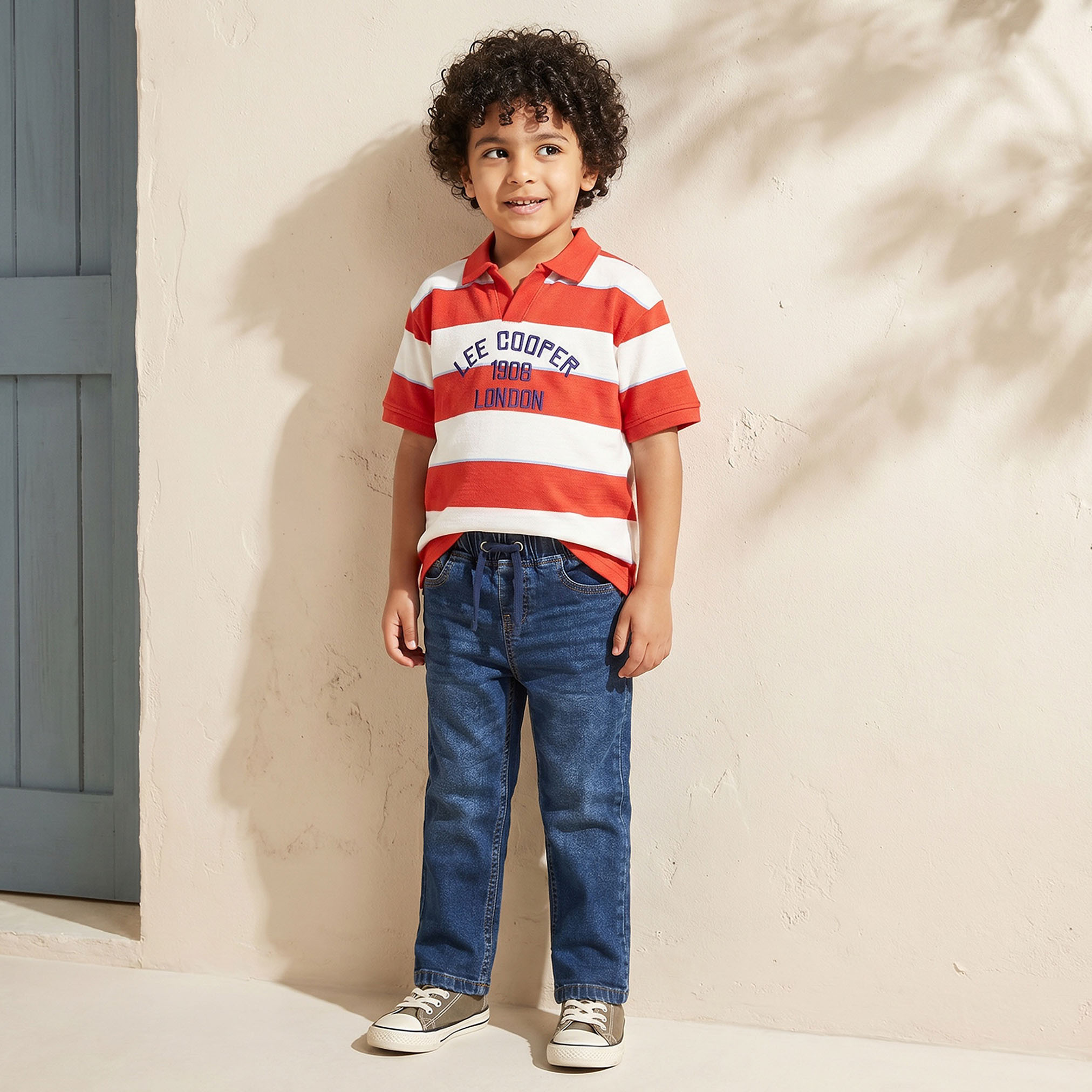تيشيرت مخطط  بياقة عادية وأكمام قصيرة من لي كوبر-boys-clothing-tshirtsandpolos-image-2