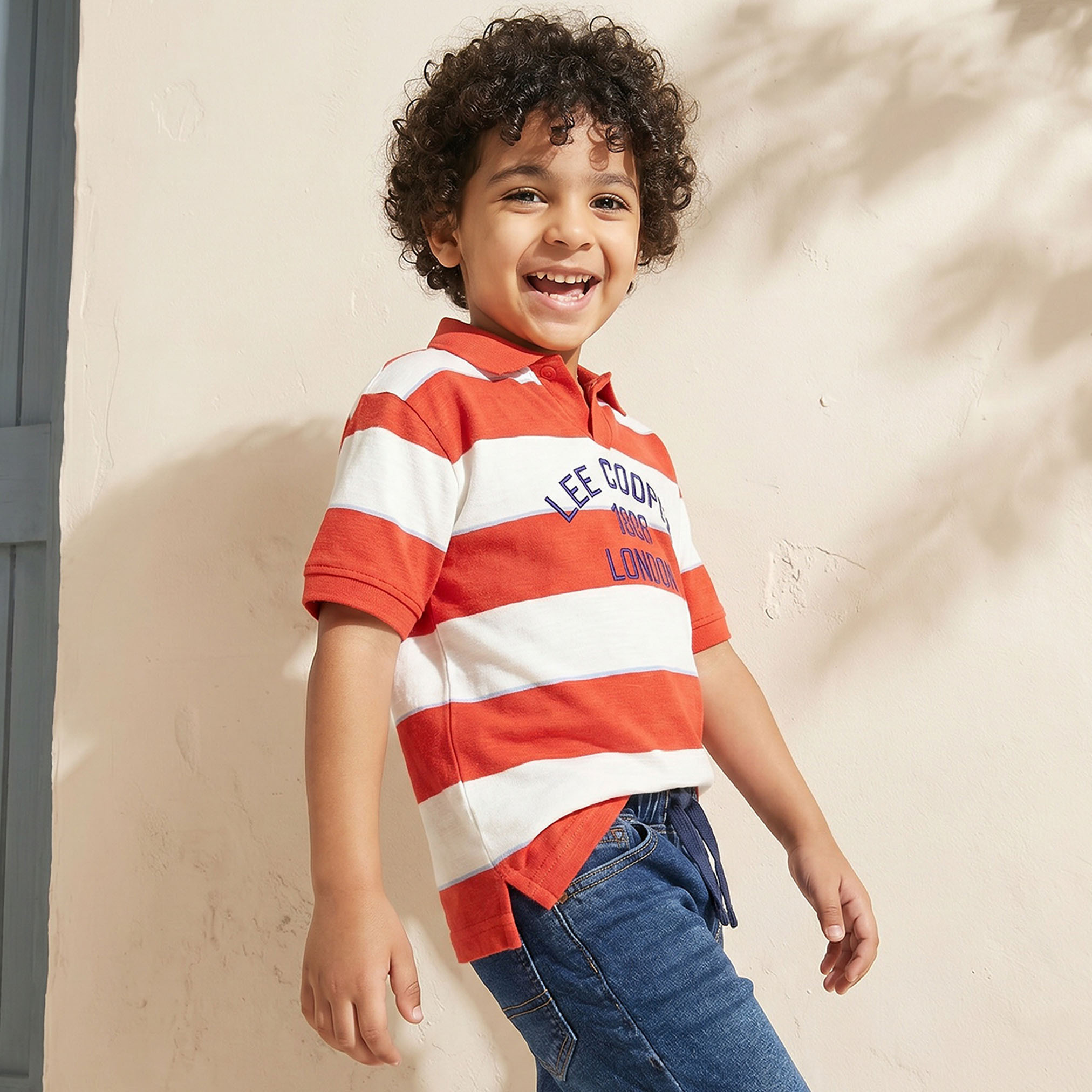 تيشيرت مخطط  بياقة عادية وأكمام قصيرة من لي كوبر-boys-clothing-tshirtsandpolos-image-5