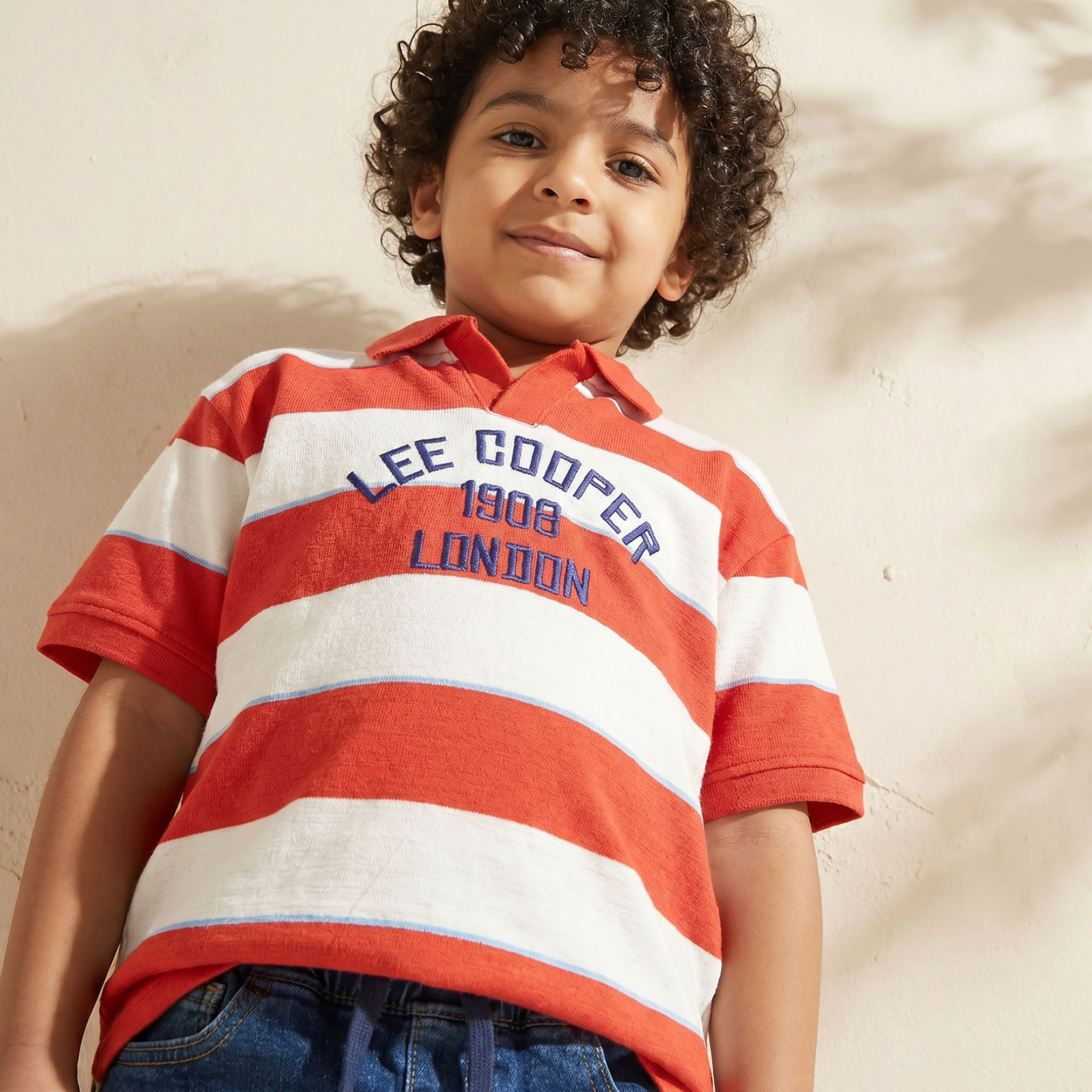 تيشيرت مخطط  بياقة عادية وأكمام قصيرة من لي كوبر-boys-clothing-tshirtsandpolos-image-6
