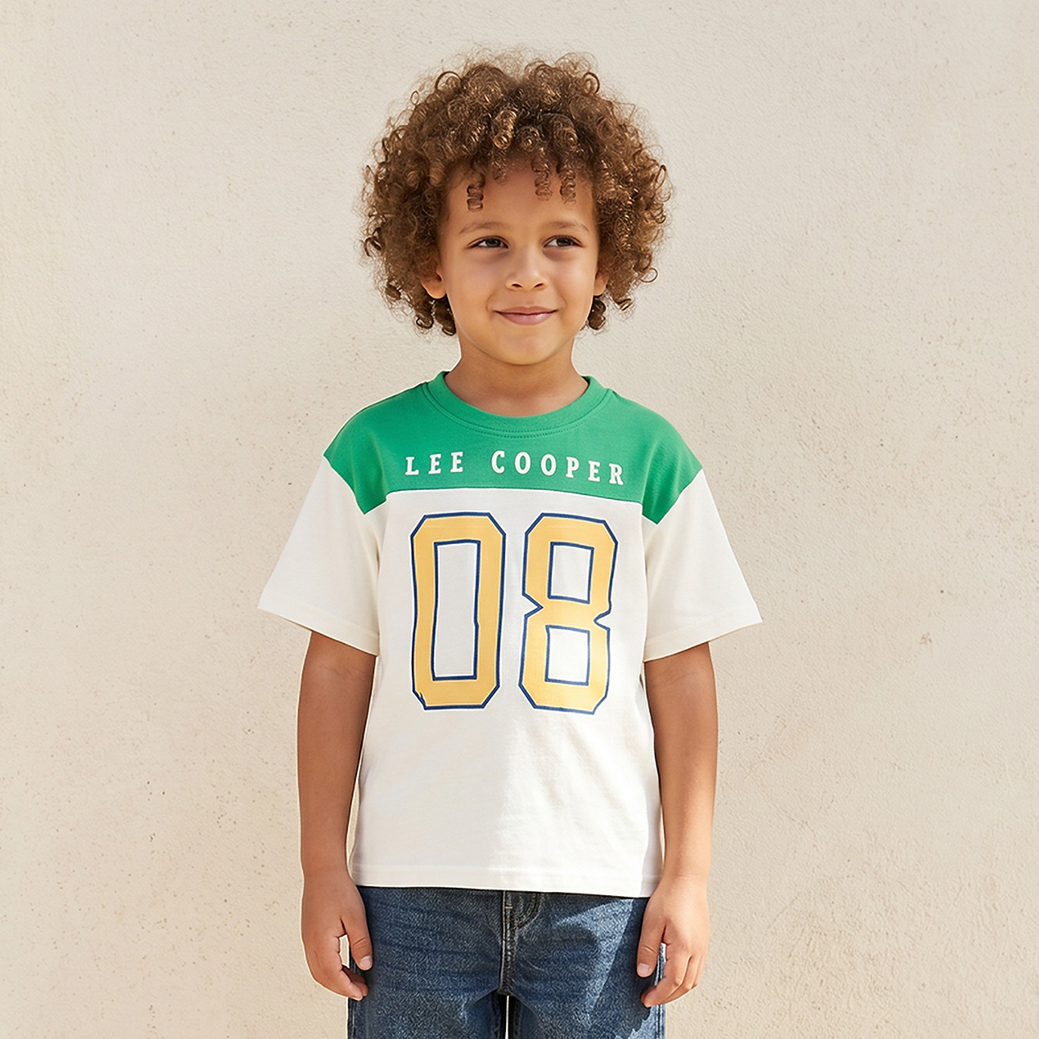 تيشيرت بياقة ضيقة وأكمام قصيرة وطبعات شعار من لي كوبر-boys-clothing-tshirtsandpolos-image-1