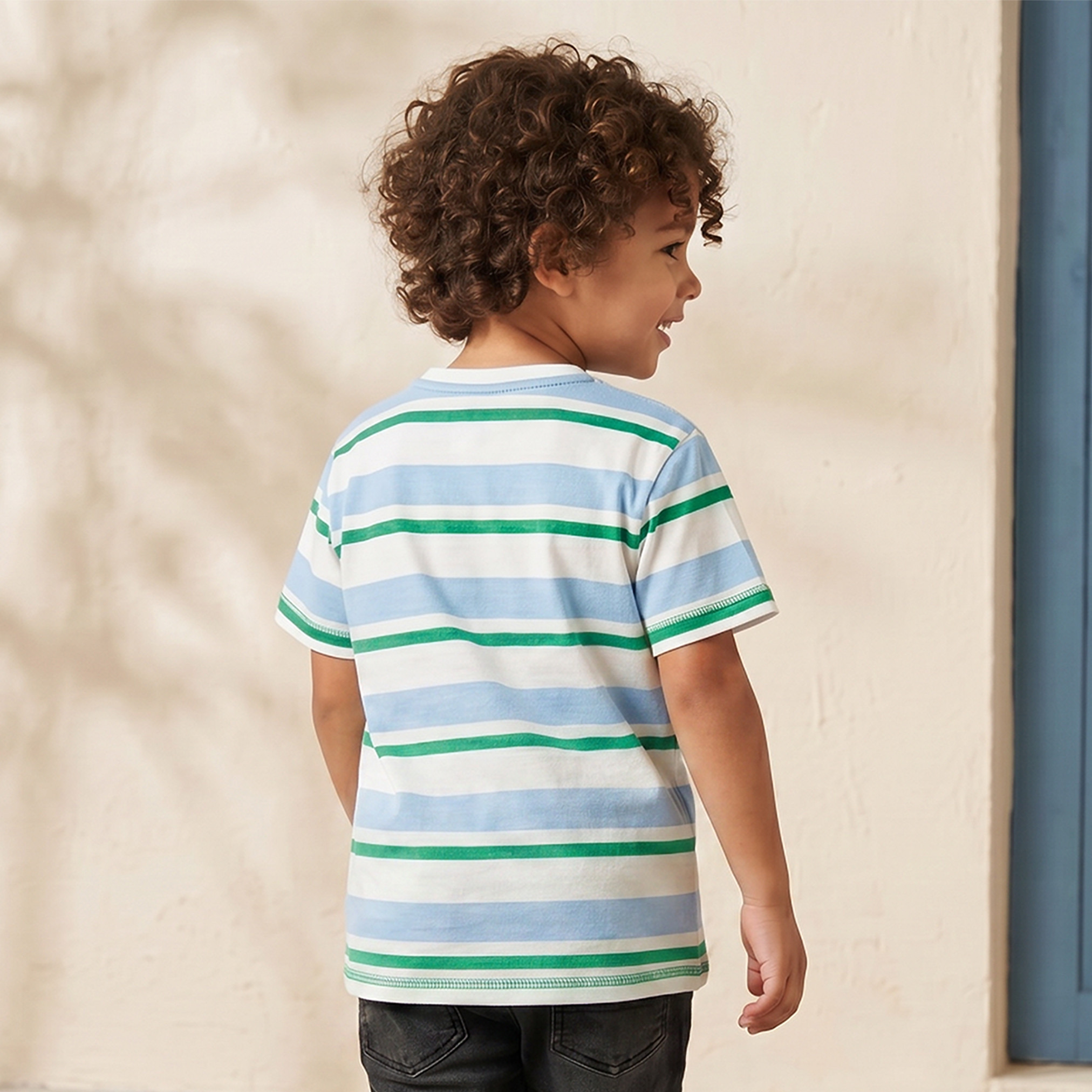 تيشيرت مخطط بياقة ضيقة وأكمام قصيرة من لي كوبر-boys-clothing-tshirtsandpolos-image-3