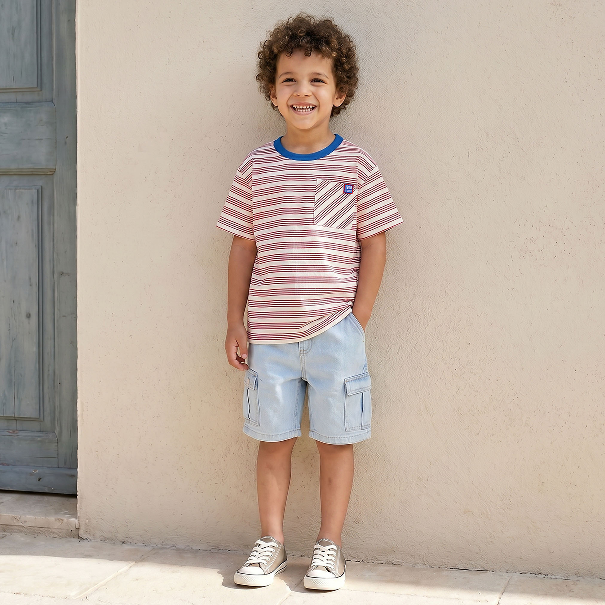 Lee Cooper Crew Neck Short Sleeves T-shirt with Stripes-boys-clothing-tshirtsandpolos-image-2