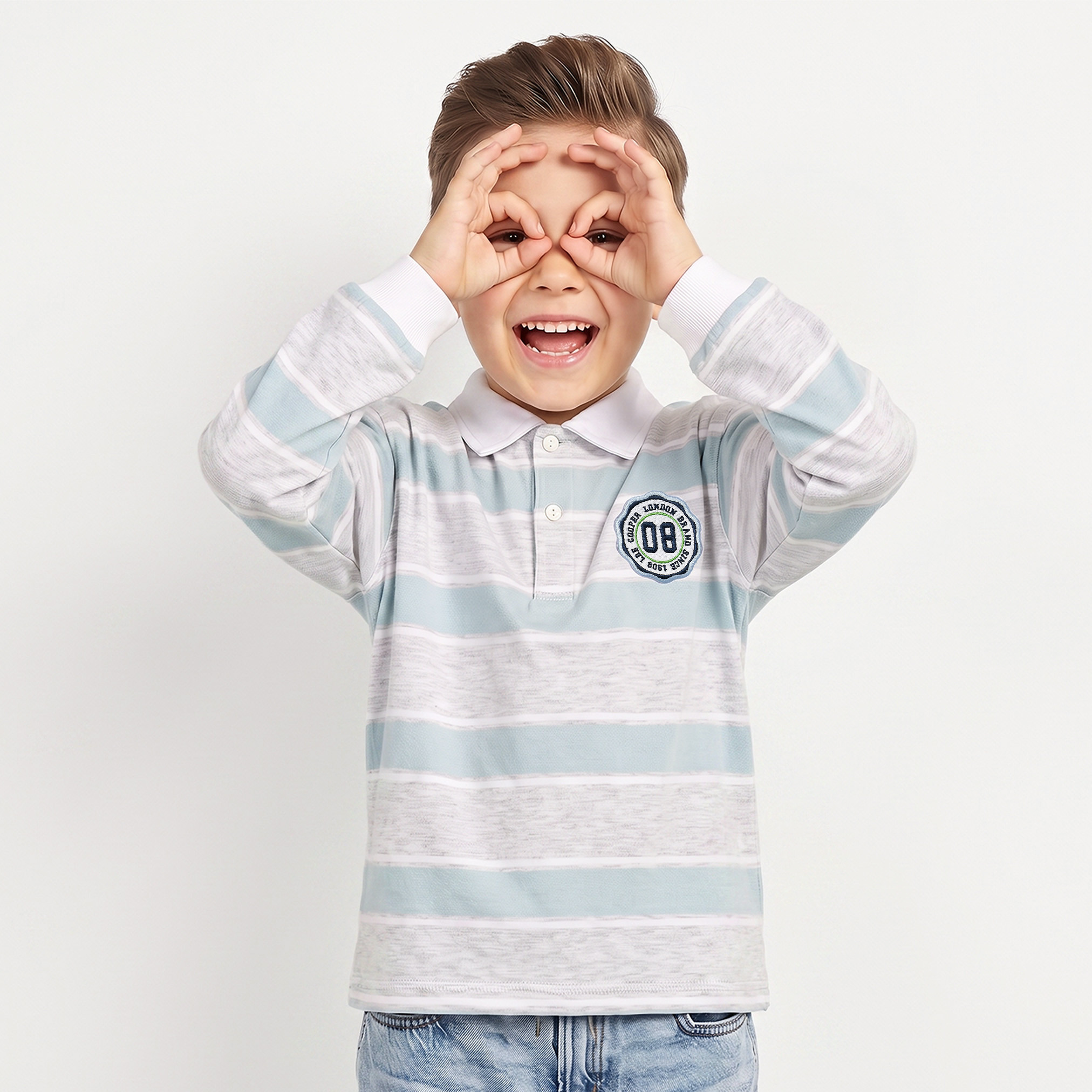 Lee Cooper Collar Long Sleeves T-shirt with Stripes-boys-clothing-tshirtsandpolos-image-1