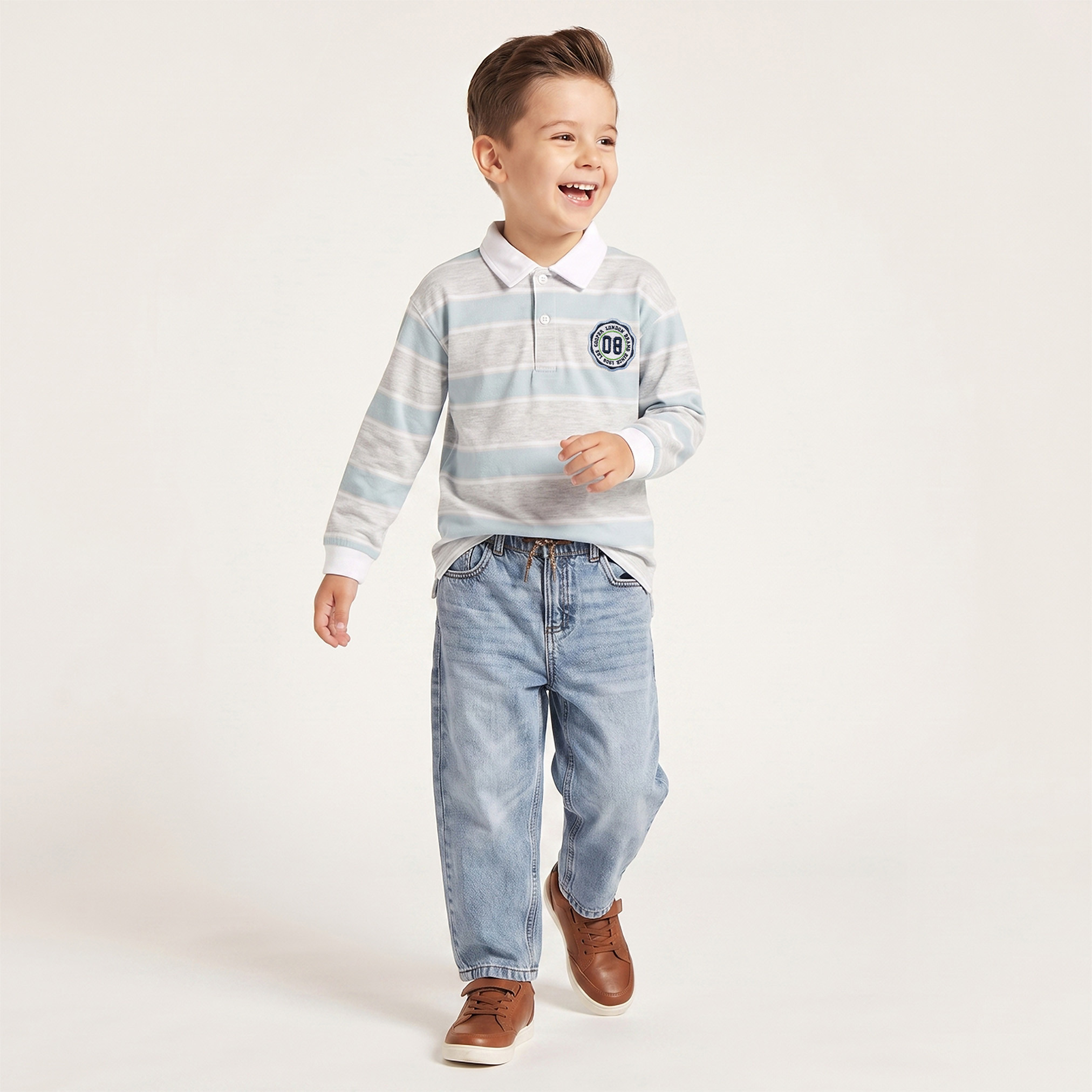 Lee Cooper Collar Long Sleeves T-shirt with Stripes-boys-clothing-tshirtsandpolos-image-5