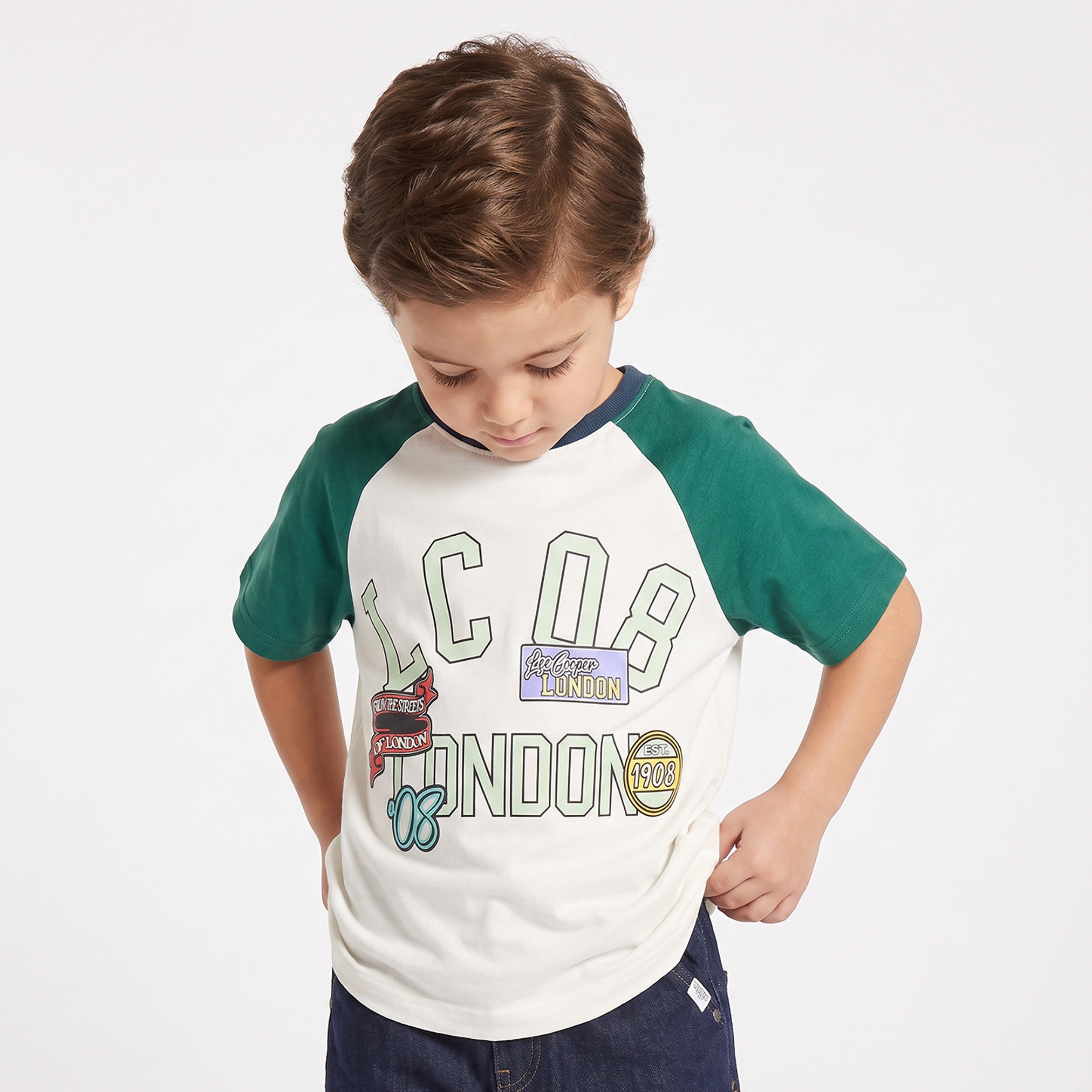 تيشيرت بياقة ضيقة وأكمام قصيرة وطبعات من لي كوبر-boys-clothing-tshirtsandpolos-image-1