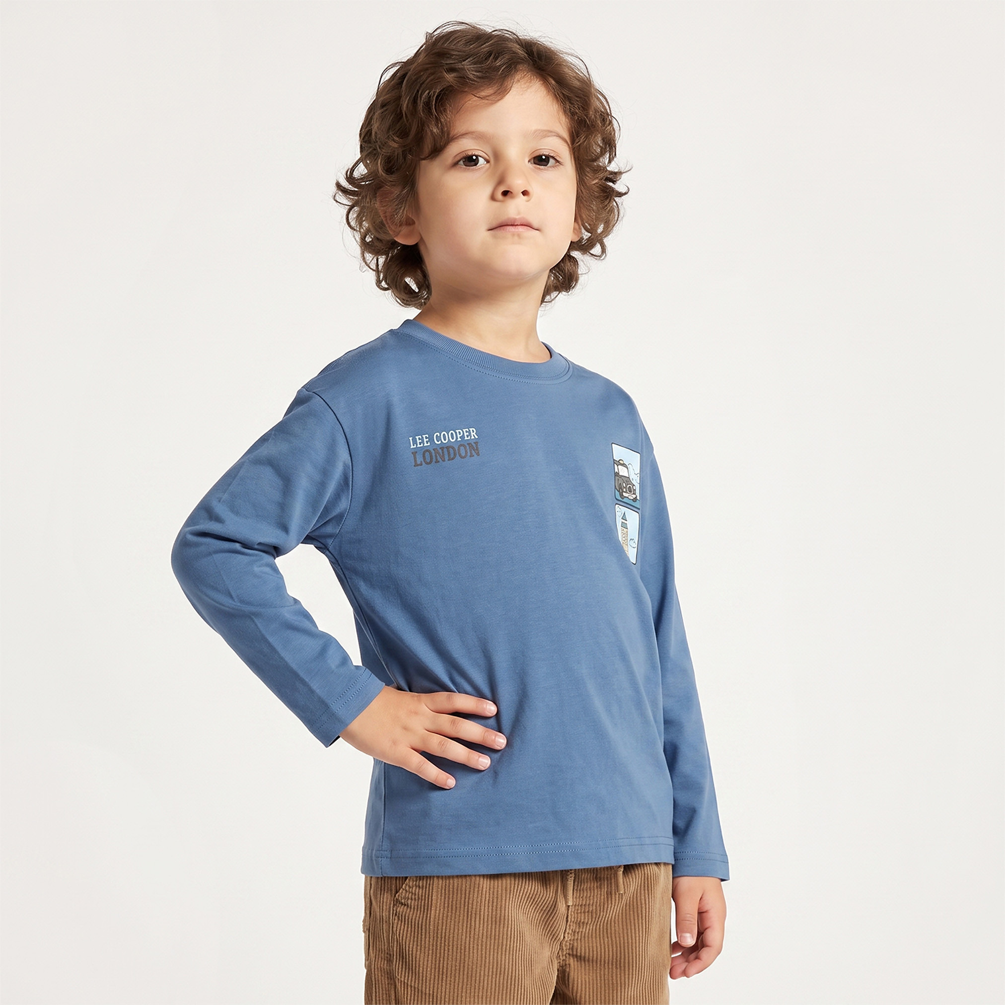 تيشيرت بياقة ضيقة وأكمام طويلة وطبعات جرافيك من لي كوبر-boys-clothing-tshirtsandpolos-image-2