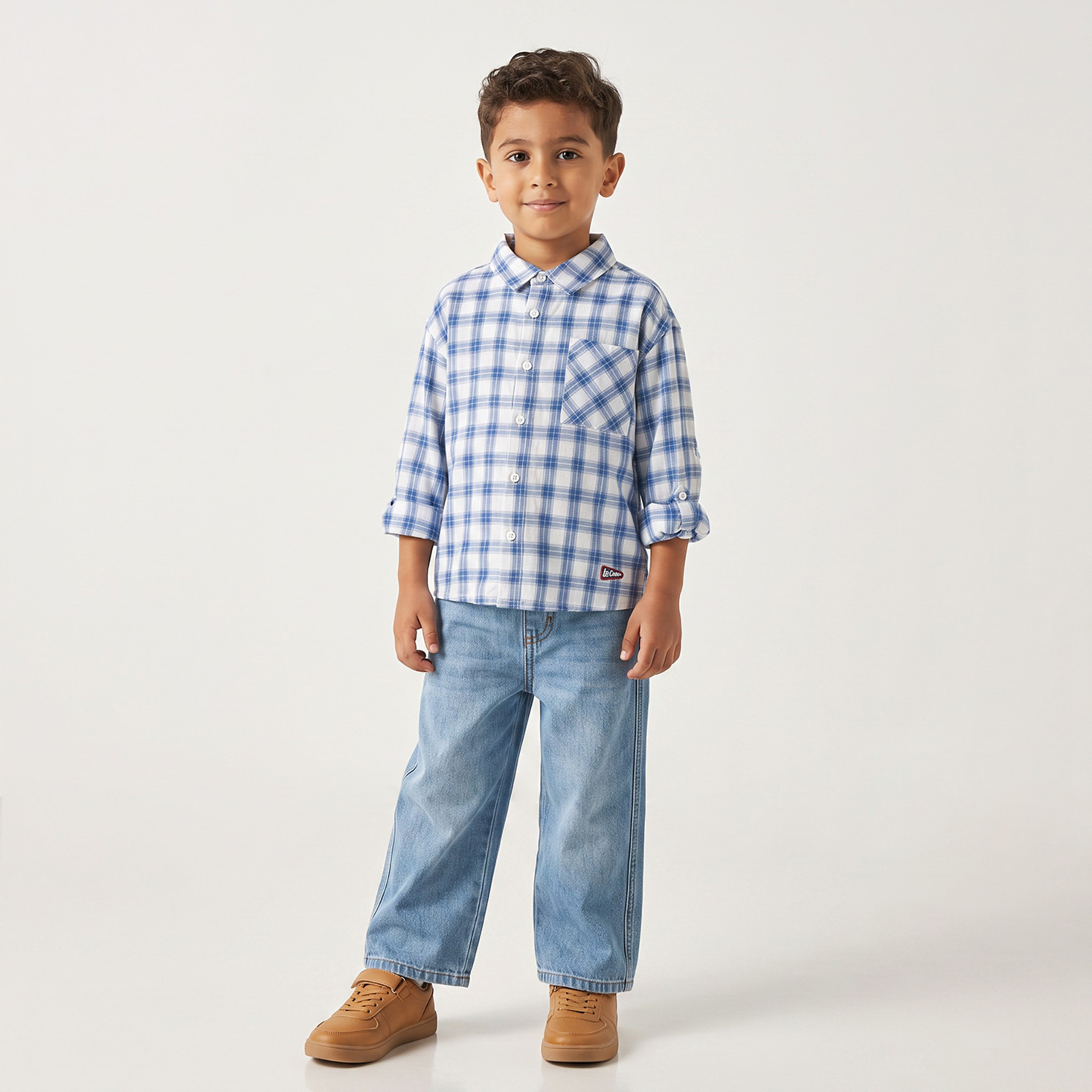 Lee Cooper Long Sleeves Shirt with Checked Design-boys-clothing-shirts-image-2