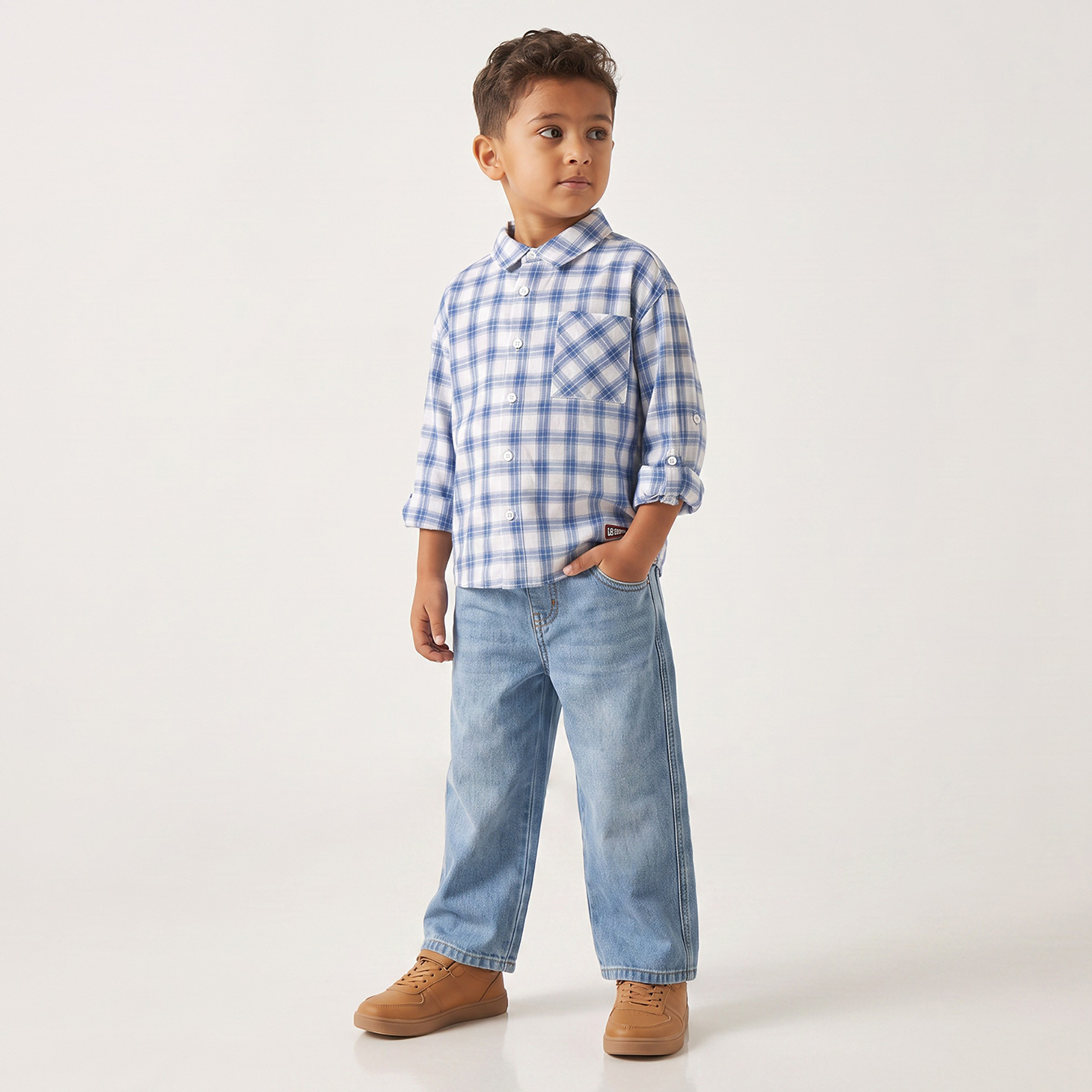 Lee Cooper Long Sleeves Shirt with Checked Design-boys-clothing-shirts-image-5