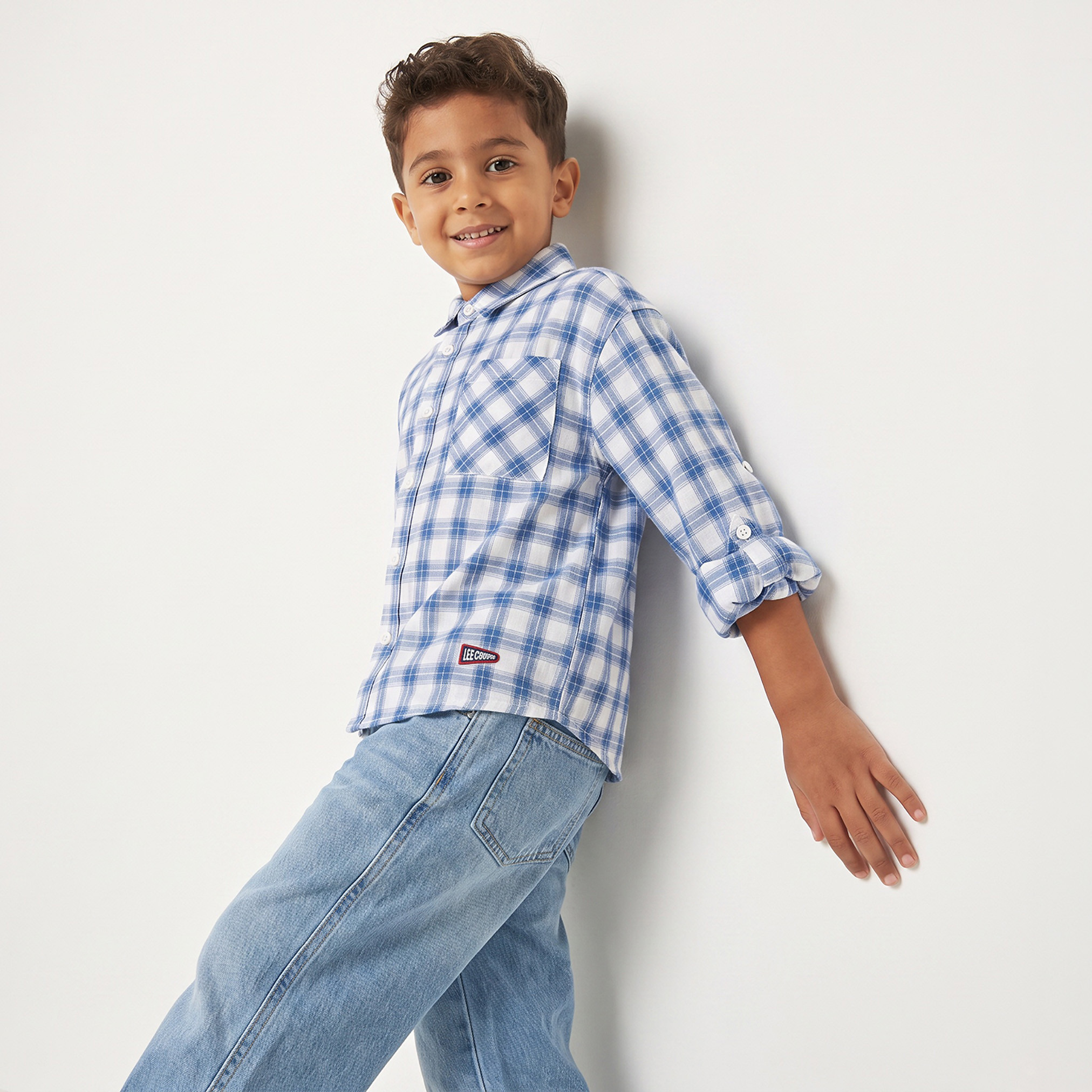 Lee Cooper Long Sleeves Shirt with Checked Design-boys-clothing-shirts-image-6