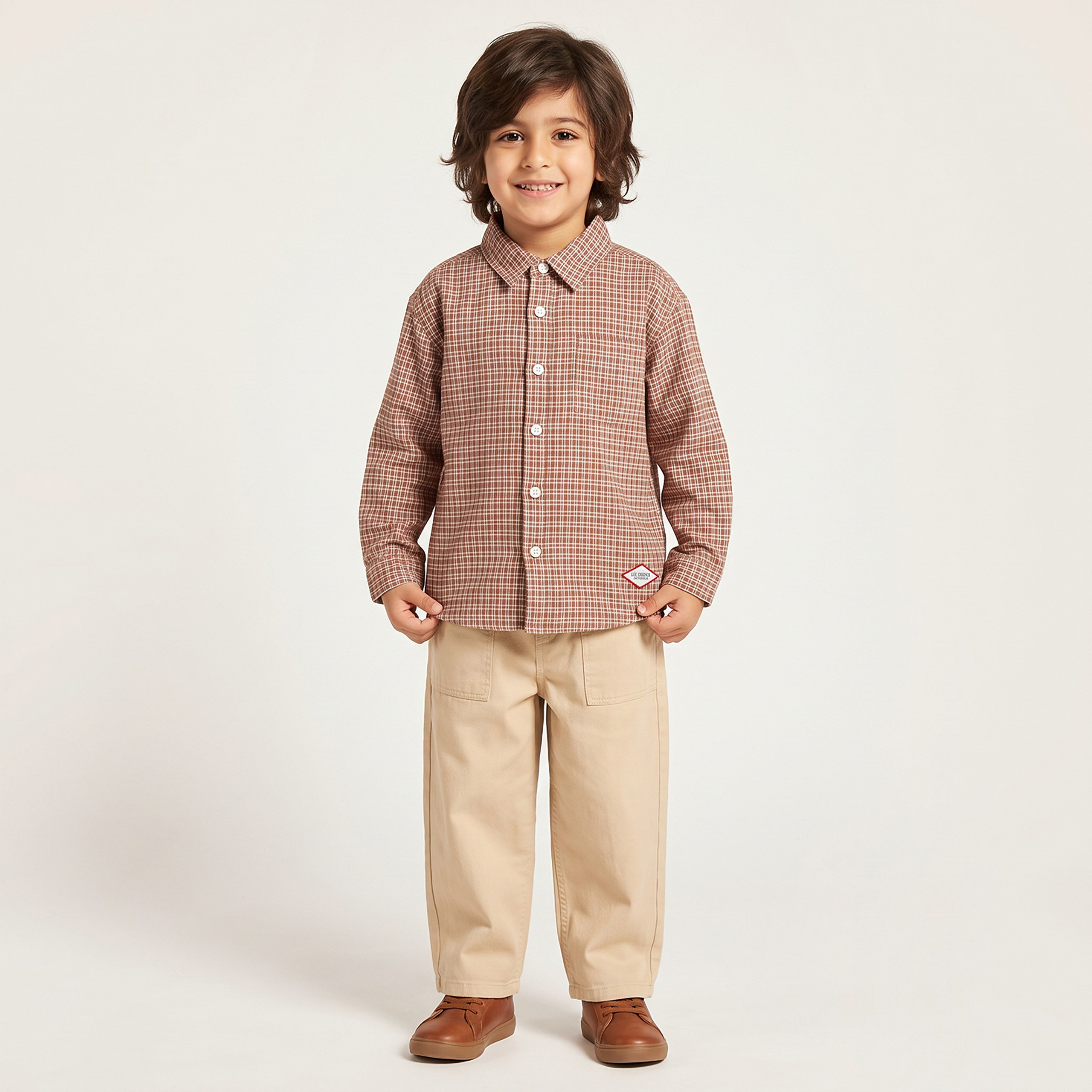 Lee Cooper Collared Long Sleeves Shirt with Checks-boys-clothing-shirts-image-3