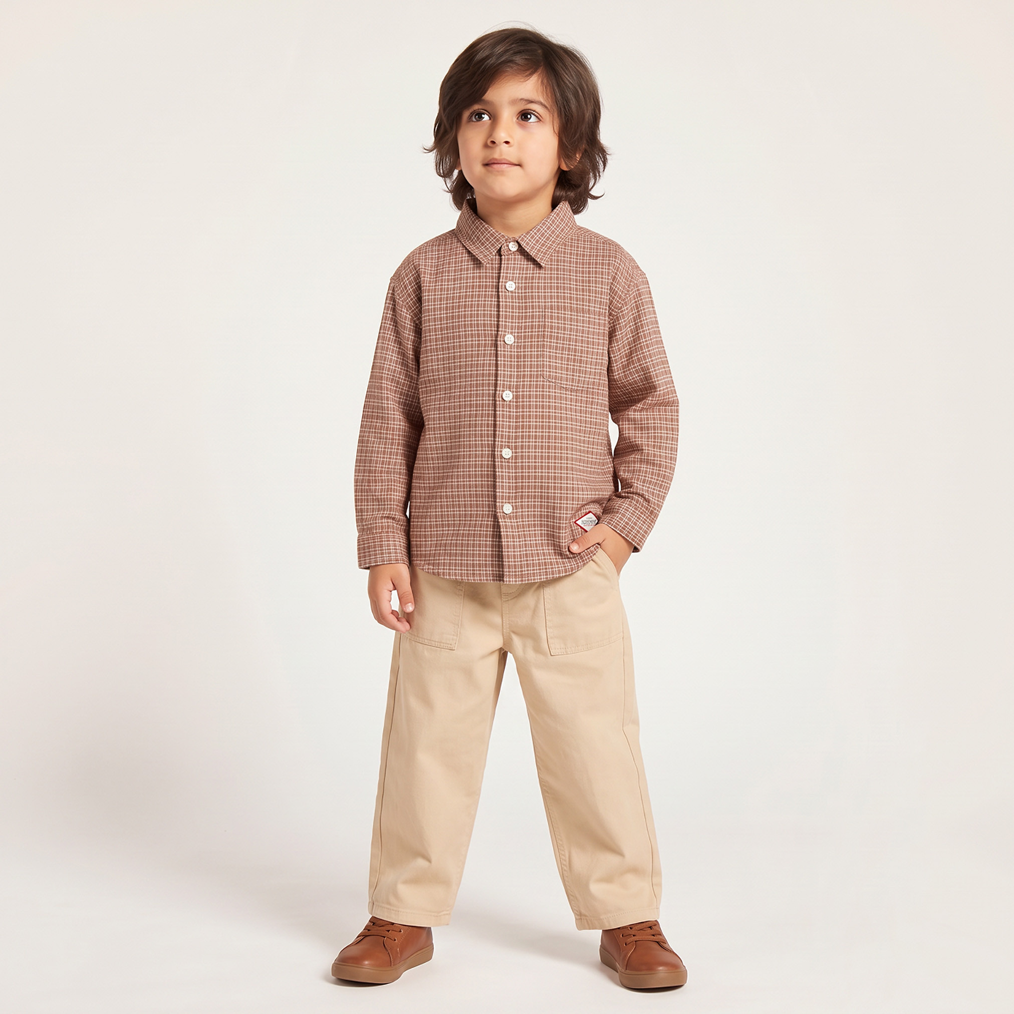 Lee Cooper Collared Long Sleeves Shirt with Checks-boys-clothing-shirts-image-5