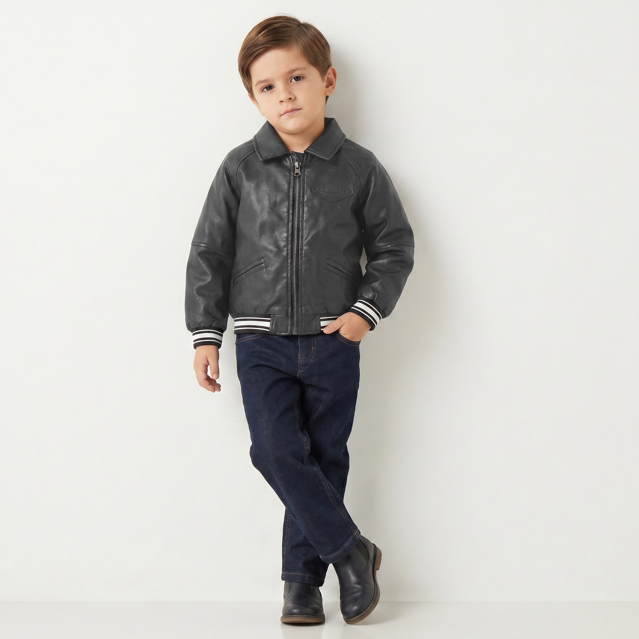 Lee Cooper Collared Bomber Jacket with Zip Closure-boys-clothing-jacketsandcoats-image-2