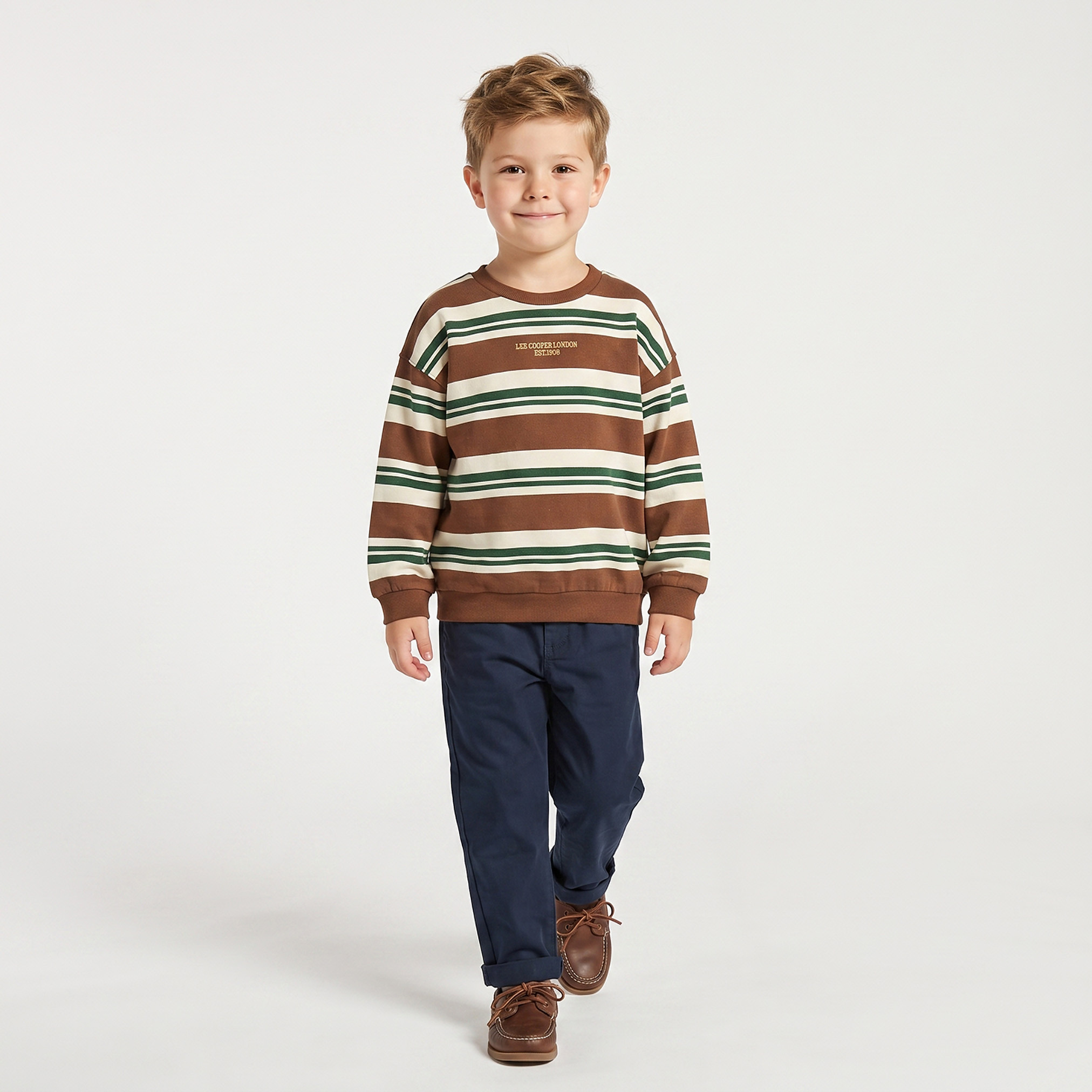 Lee Cooper Striped Sweatshirt with Long Sleeves-baby-boys-clothing-winterwear-sweatshirts-image-2