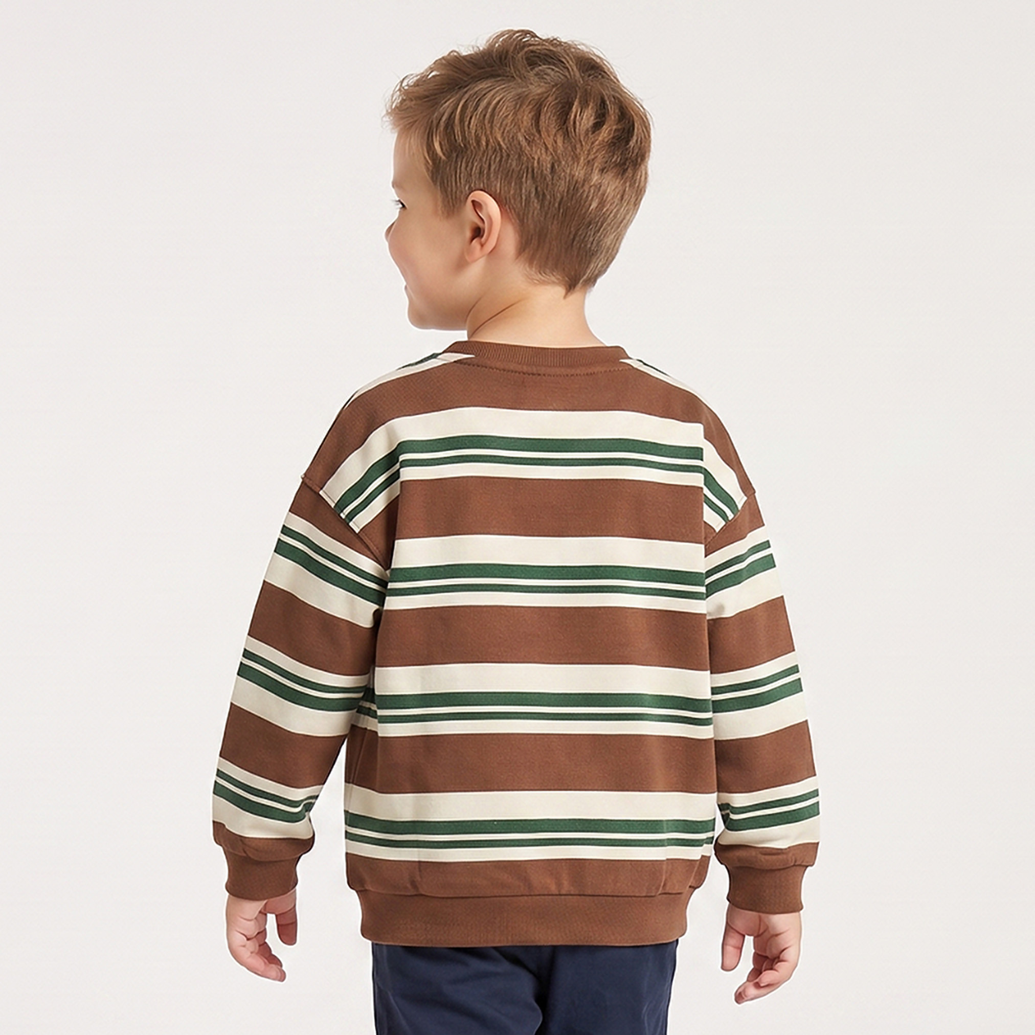 Lee Cooper Striped Sweatshirt with Long Sleeves-baby-boys-clothing-winterwear-sweatshirts-image-3