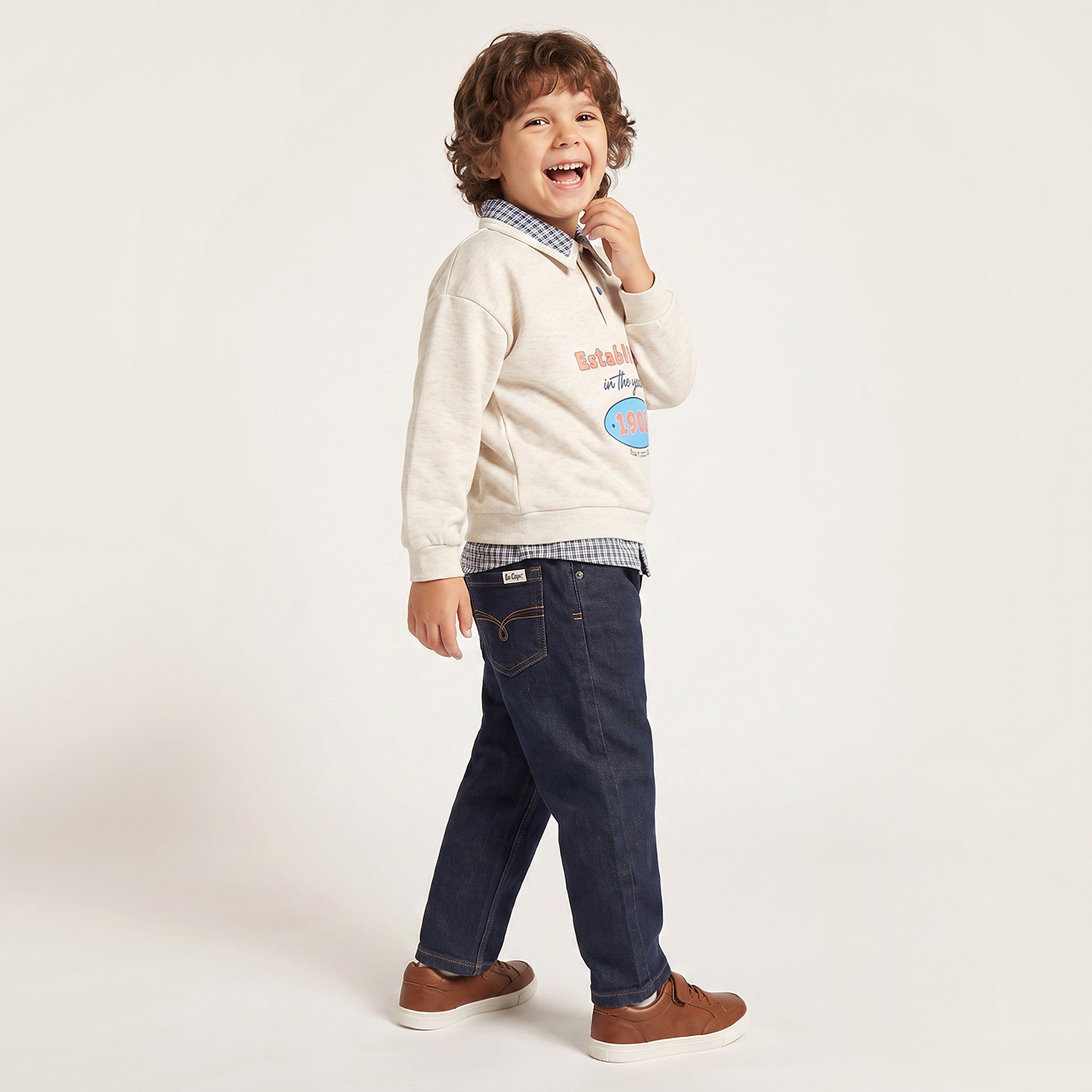 Lee Cooper Collared Sweatshirt with Typographic Print-baby-boys-clothing-winterwear-sweatshirts-image-4