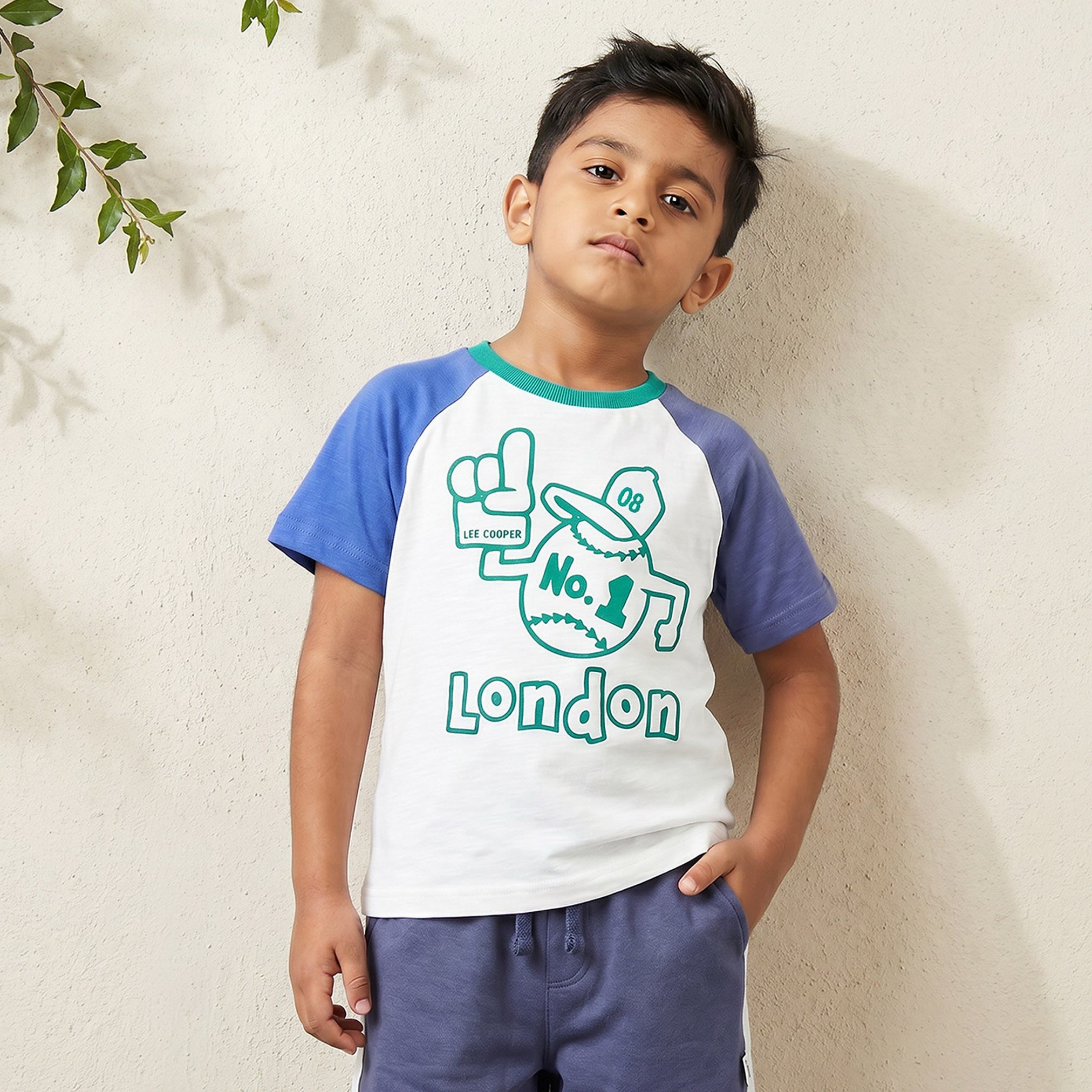 Lee Cooper Crew Neck Short Sleeves T-shirt and Shorts Set with Varsity Print-baby-boys-clothing-setsandcoords-image-2