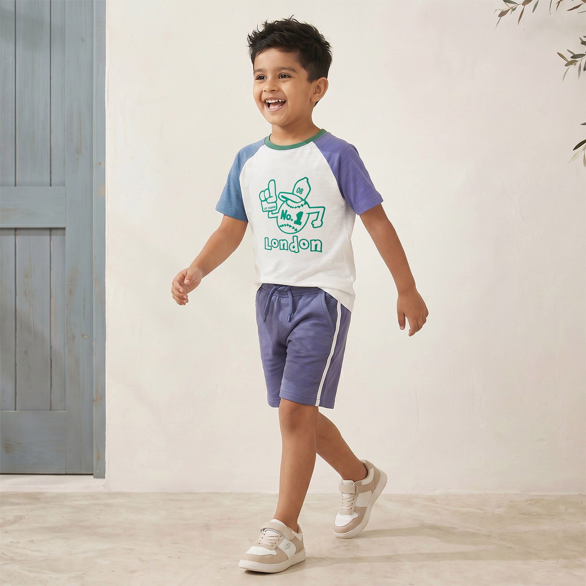 Lee Cooper Crew Neck Short Sleeves T-shirt and Shorts Set with Varsity Print-baby-boys-clothing-setsandcoords-image-6