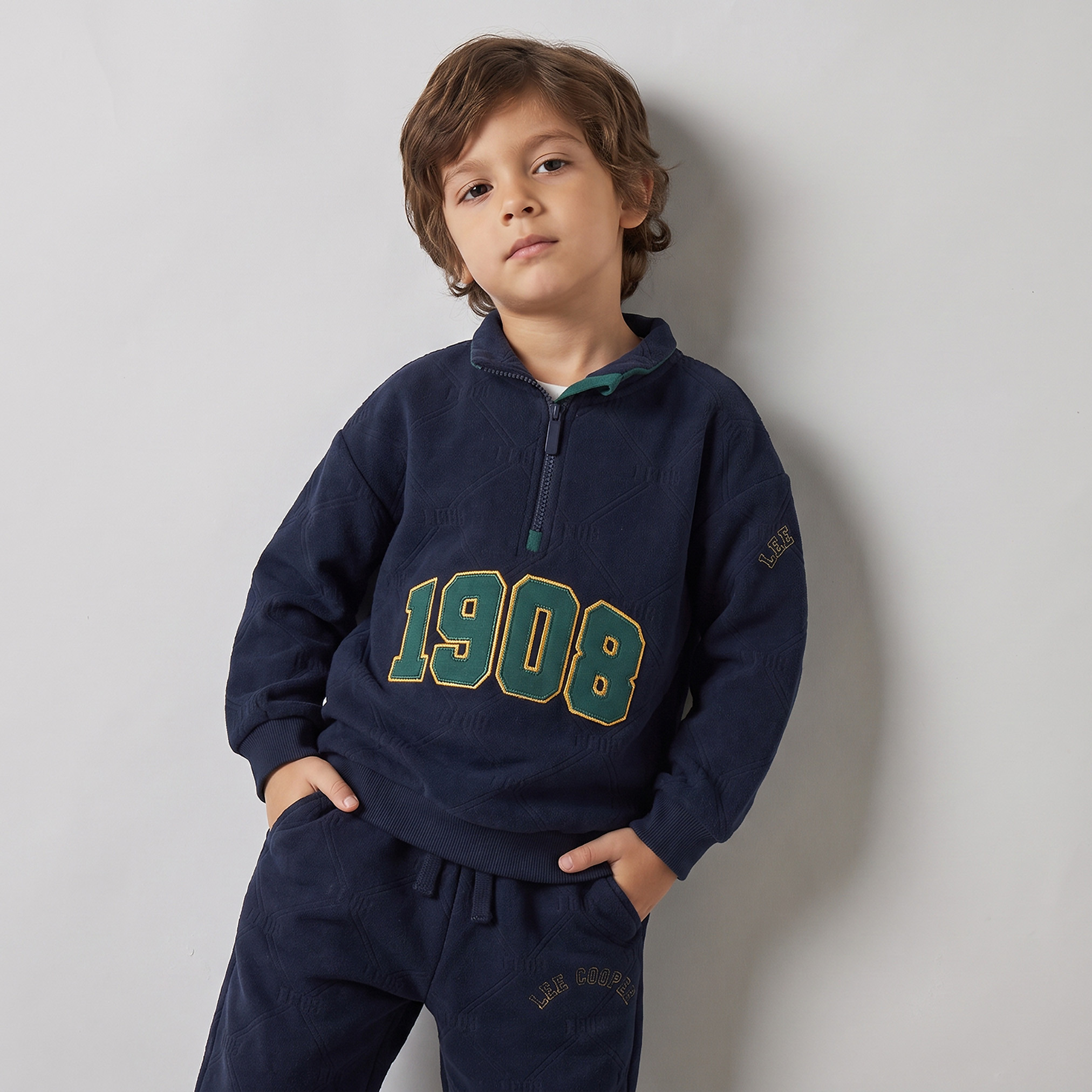 Lee Cooper High Neck Long Sleeves Sweatshirt and Joggers Set with Varsity Detail-boys-clothing-setsandcoords-image-2