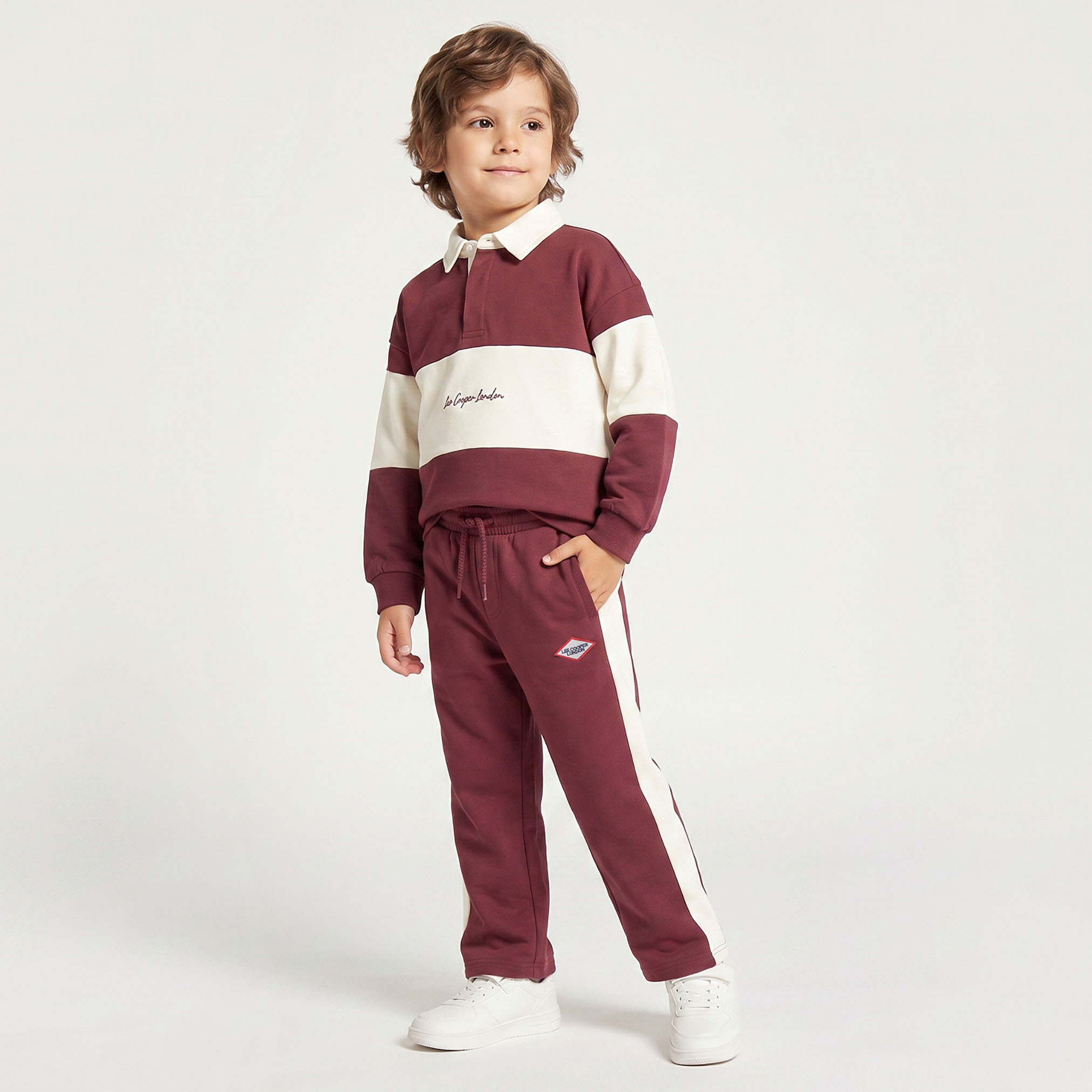 Lee Cooper Collared Long Sleeves Sweatshirt and Track Pants Set with Panels-boys-clothing-setsandcoords-image-5