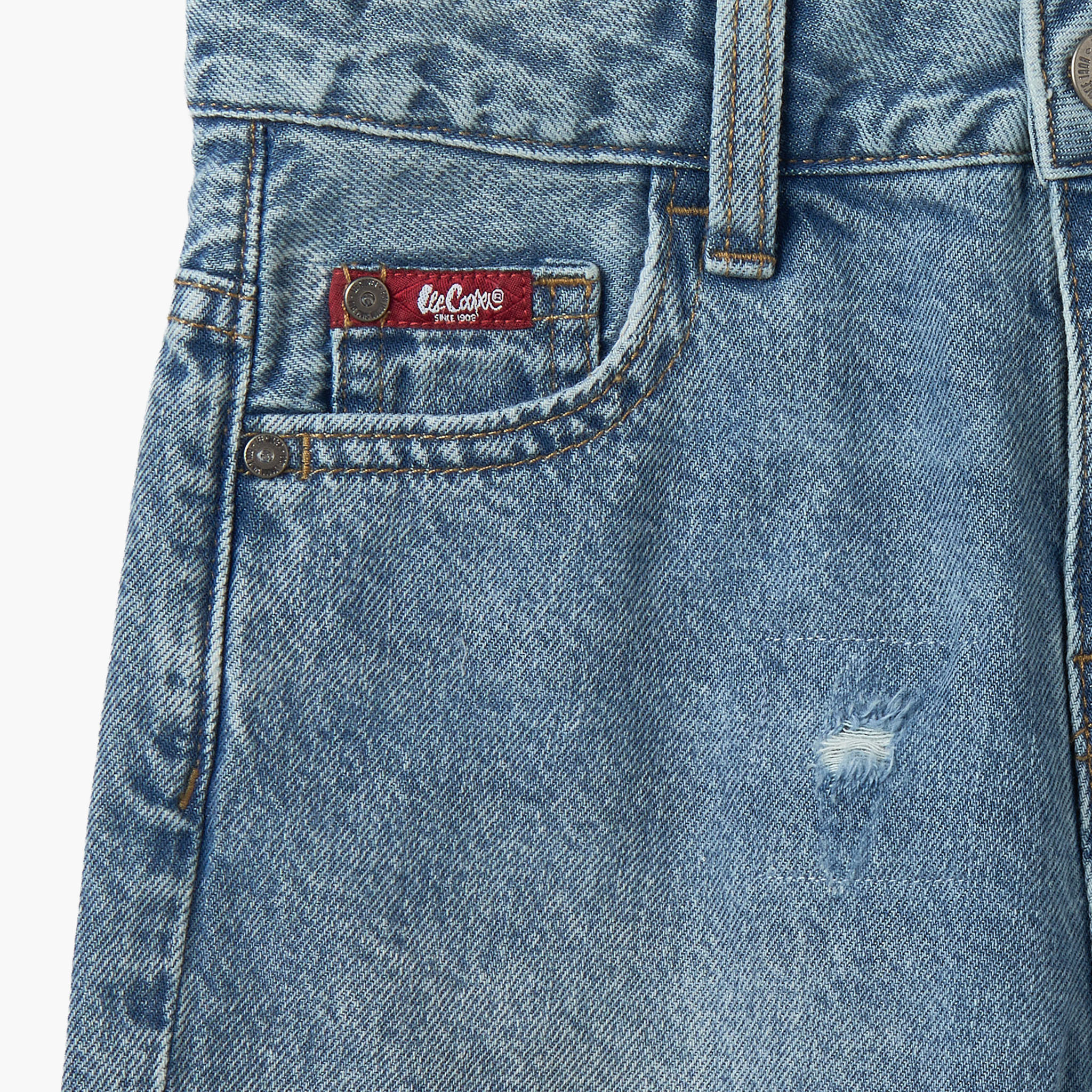 Lee Cooper Knee Length Mid-Rise Shorts with Distressed Detail-baby-boys-clothing-bottoms-shorts-image-4