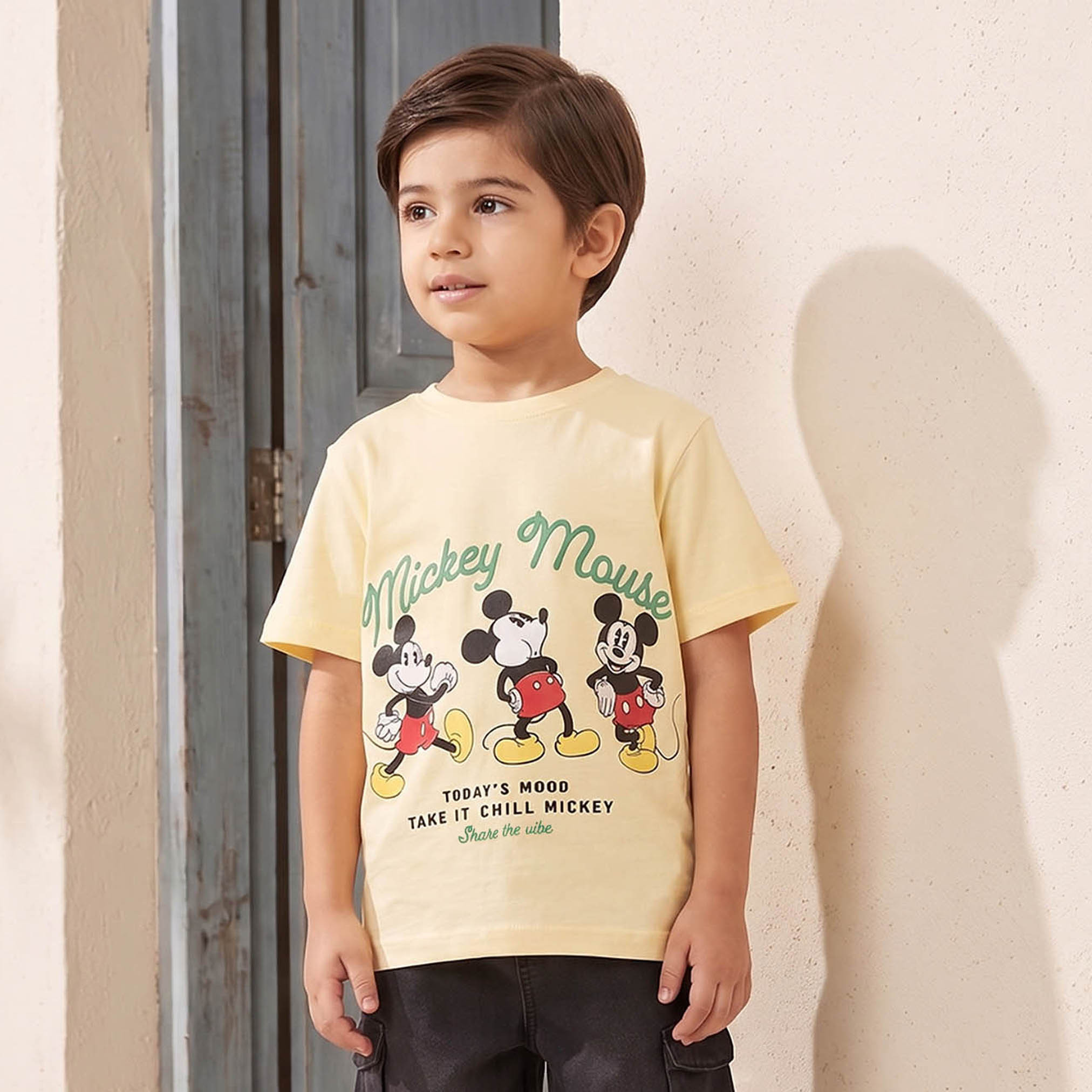 Disney Crew Neck Short Sleeves T-shirt with Mickey Mouse Print-boys-clothing-tshirtsandpolos-image-1