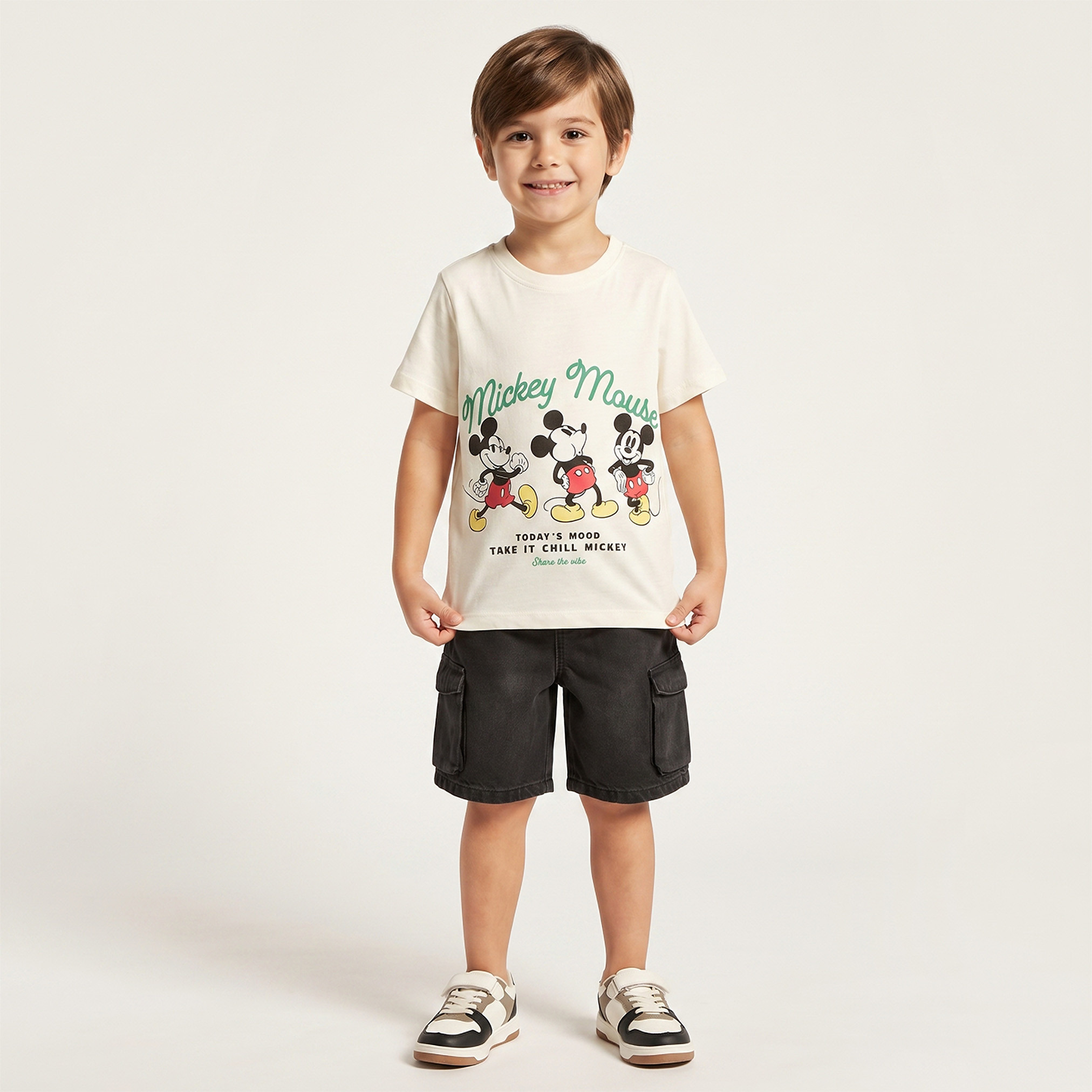 Disney Crew Neck Short Sleeves T-shirt with Mickey Mouse Print-boys-clothing-tshirtsandpolos-image-2