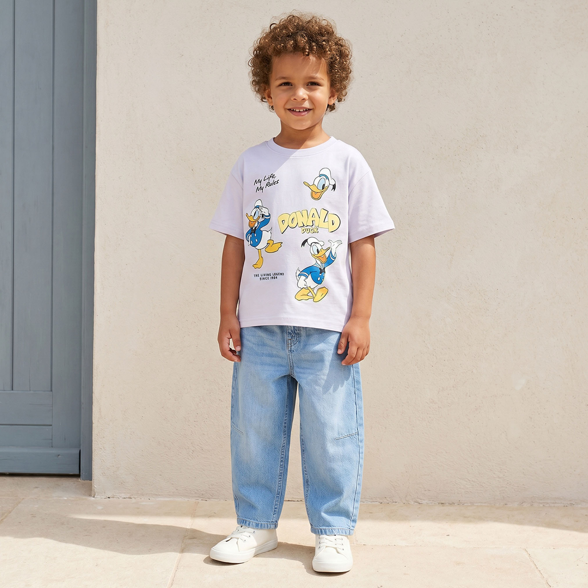 تيشيرت بطبعات دونالد داك وياقة ضيقة وأكمام قصيرة من ديزني-boys-clothing-tshirtsandpolos-image-2