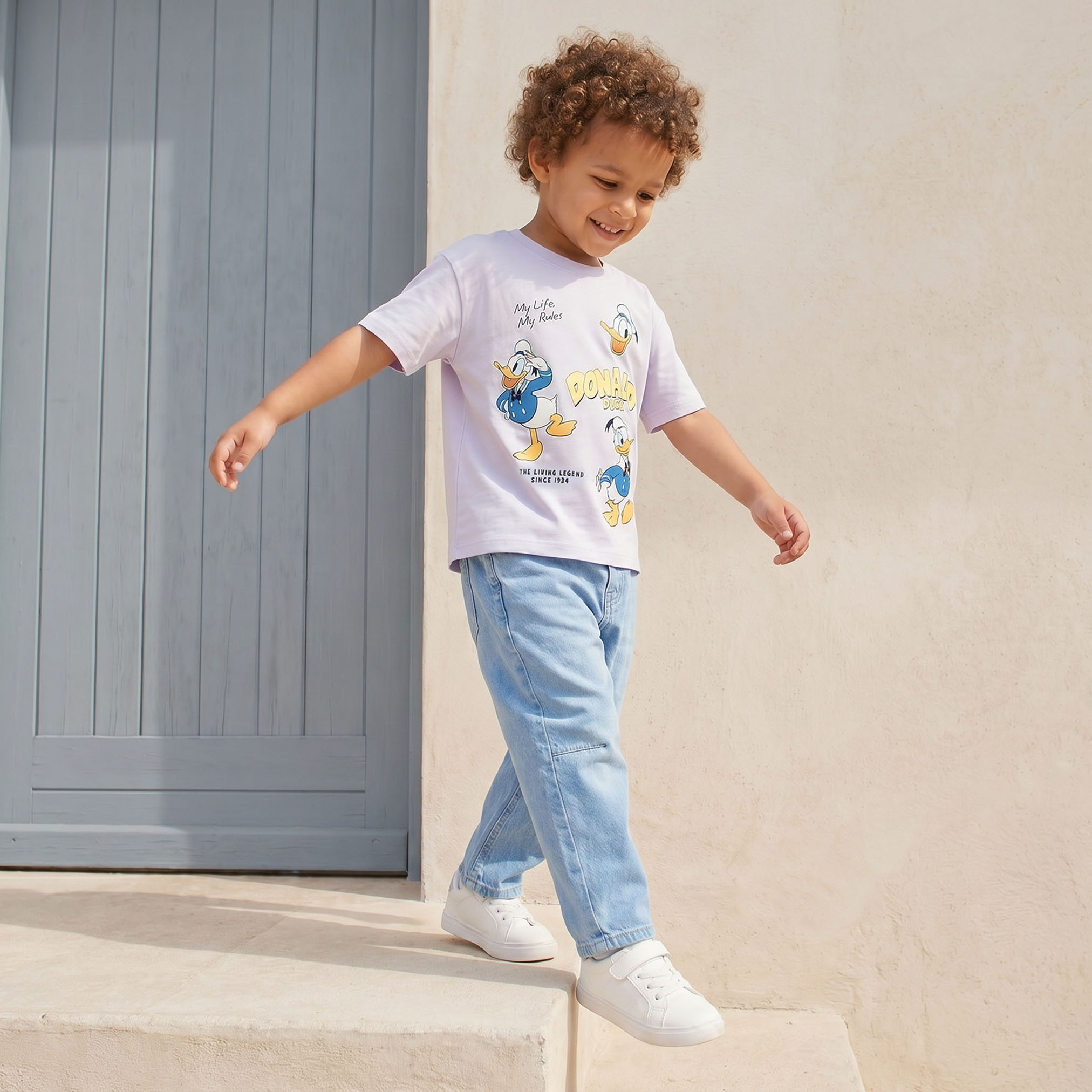 تيشيرت بطبعات دونالد داك وياقة ضيقة وأكمام قصيرة من ديزني-boys-clothing-tshirtsandpolos-image-5