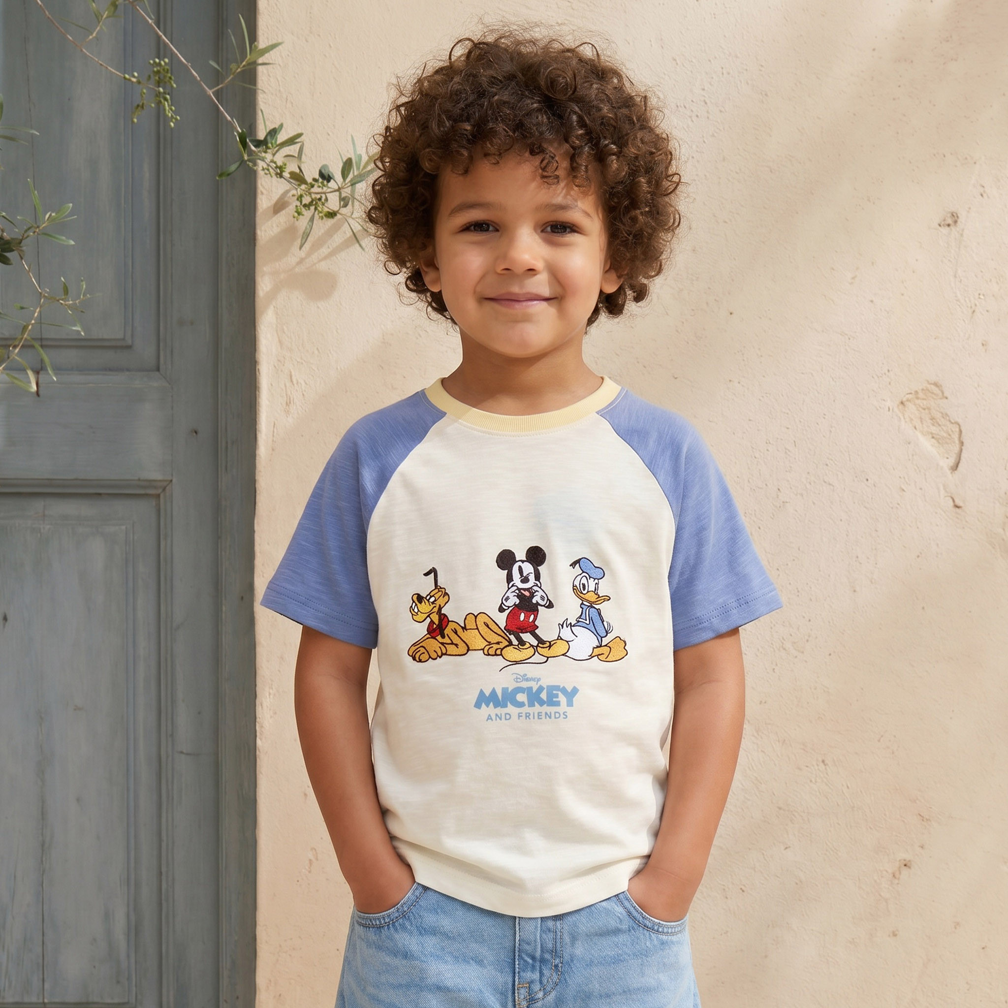 Disney Crew Neck Short Sleeves T-shirt with Mickey Mouse and Friends Print-boys-clothing-tshirtsandpolos-image-1