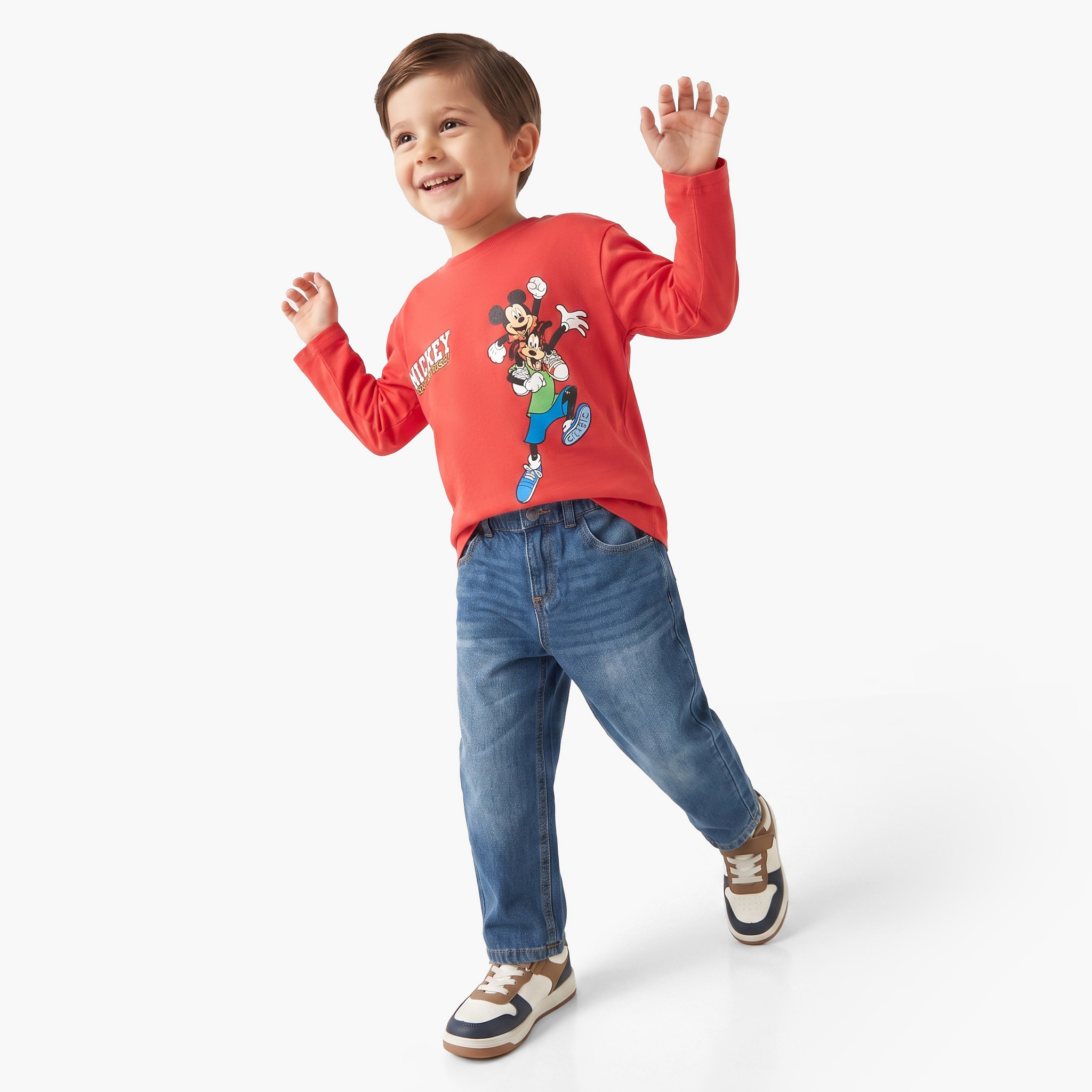 Disney Crew Neck Long Sleeves T-shirt with Mickey Mouse and Friends Print-boys-clothing-tshirtsandpolos-image-2