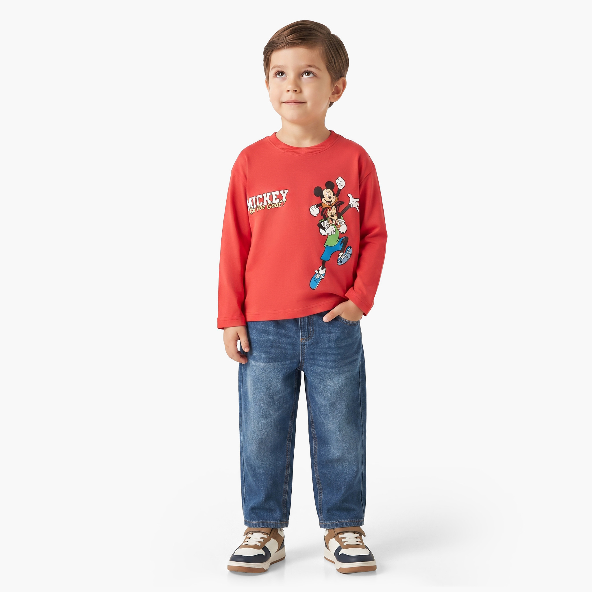 Disney Crew Neck Long Sleeves T-shirt with Mickey Mouse and Friends Print-boys-clothing-tshirtsandpolos-image-5