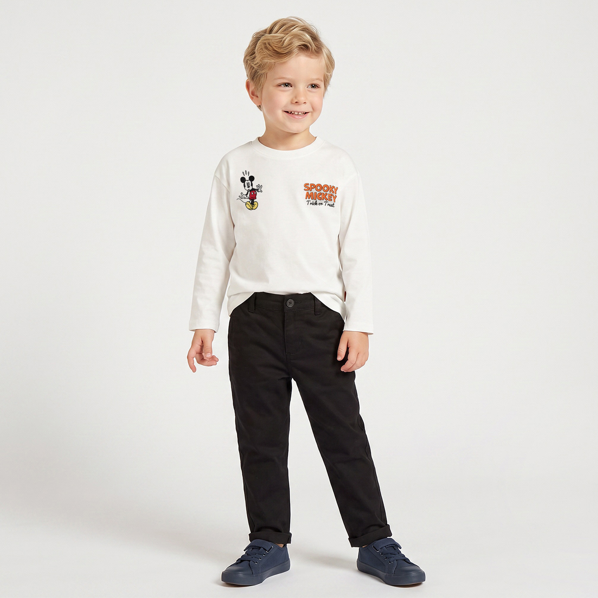 Disney Crew Neck Long Sleeves T-shirt with Mickey Mouse Print-boys-clothing-tshirtsandpolos-image-2