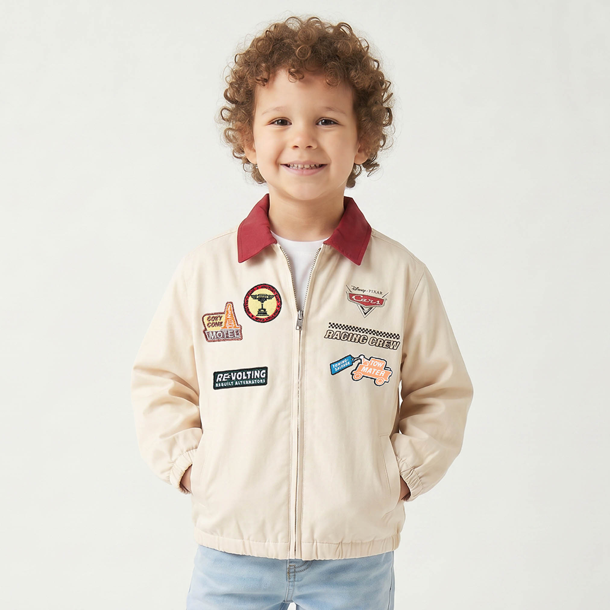 Juniors Lightning McQueen Print Bomber Jacket with Long Sleeves-baby-boys-clothing-jacketsandblazers-image-1
