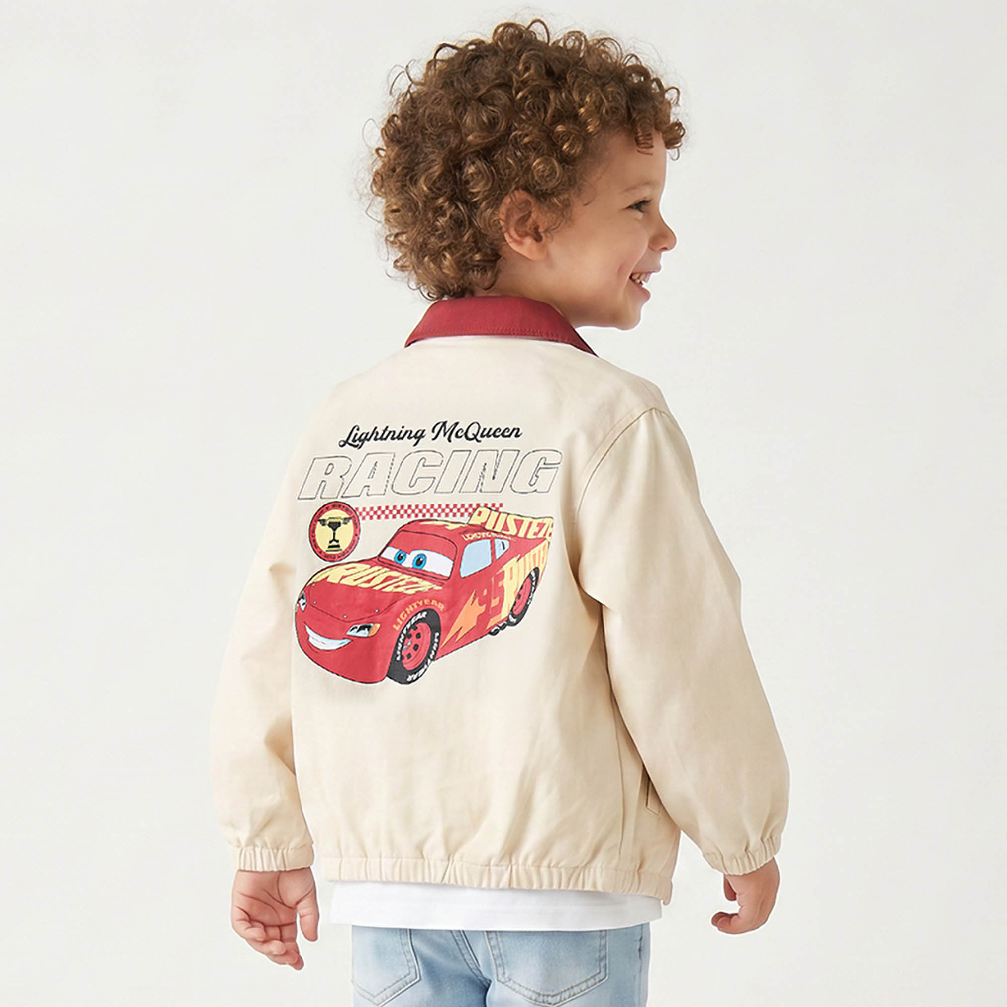 Juniors Lightning McQueen Print Bomber Jacket with Long Sleeves-baby-boys-clothing-jacketsandblazers-image-3