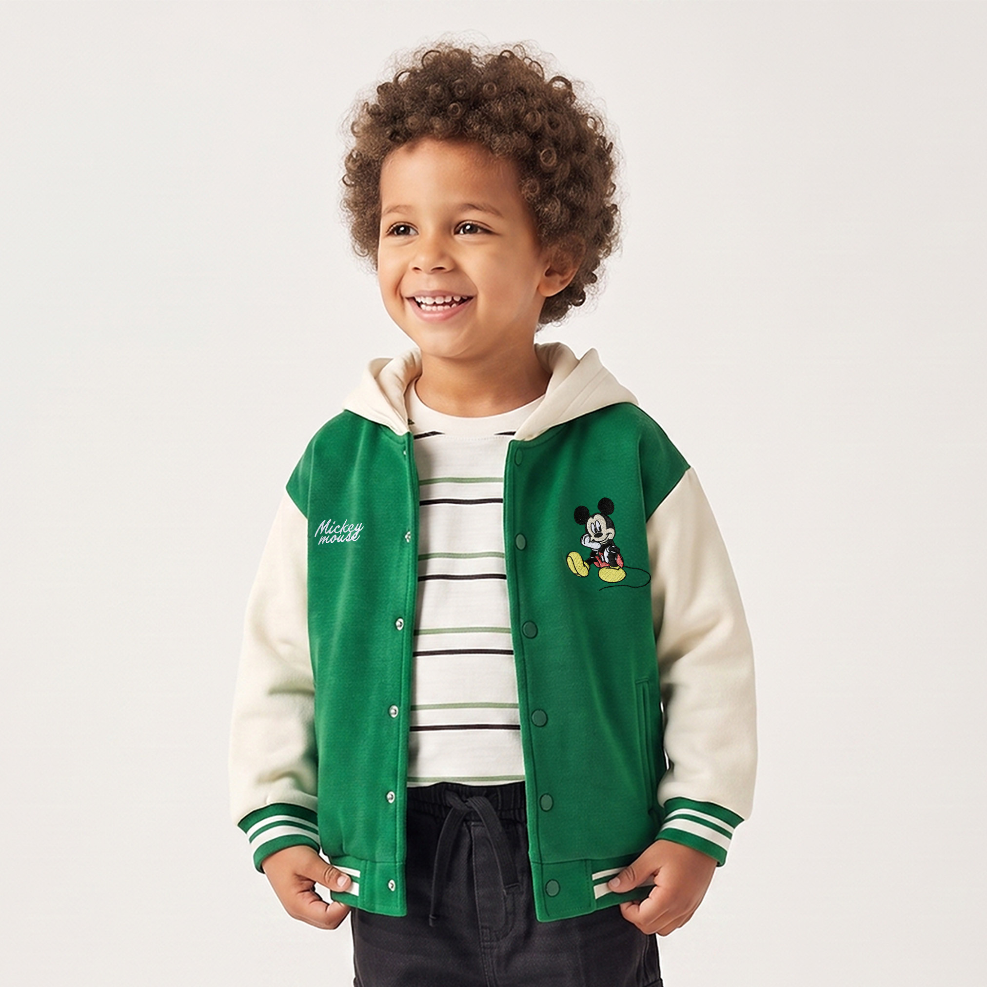 Disney Mickey Mouse Embroidered Hooded Sweatshirt with Long Sleeves-baby-boys-clothing-sweatshirts-image-1