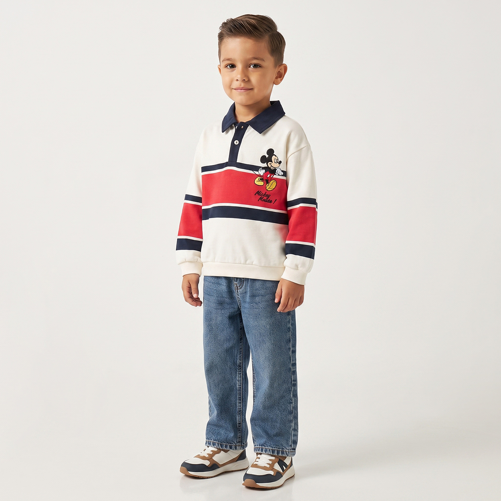 سويت شيرت بأكمام طويلة وتطريز ميكي ماوس من ديزني-baby-boys-clothing-winterwear-sweatshirts-image-2