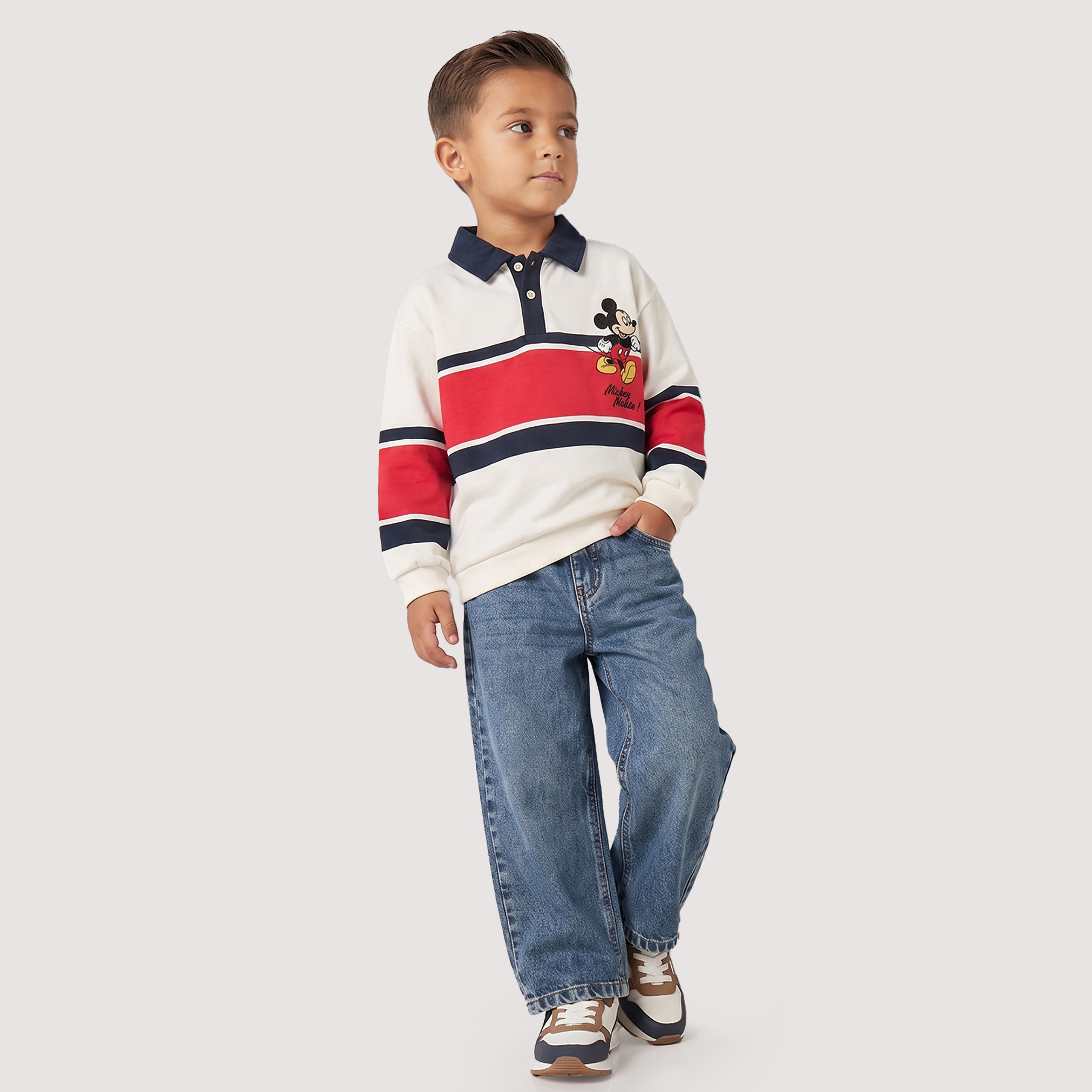 سويت شيرت بأكمام طويلة وتطريز ميكي ماوس من ديزني-baby-boys-clothing-winterwear-sweatshirts-image-4