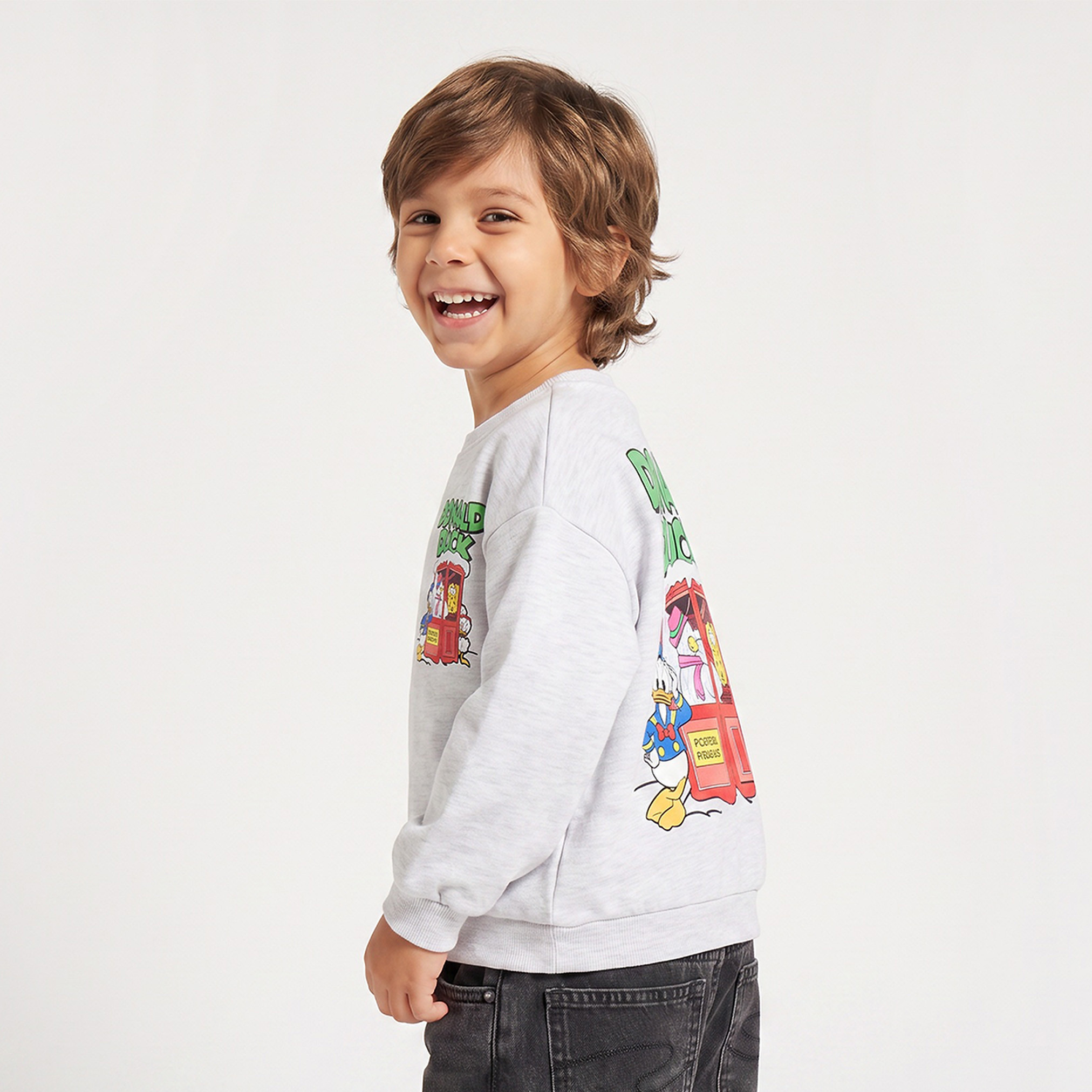 Disney Donald Duck Print Sweatshirt with Long Sleeves-baby-boys-clothing-winterwear-sweatshirts-image-3