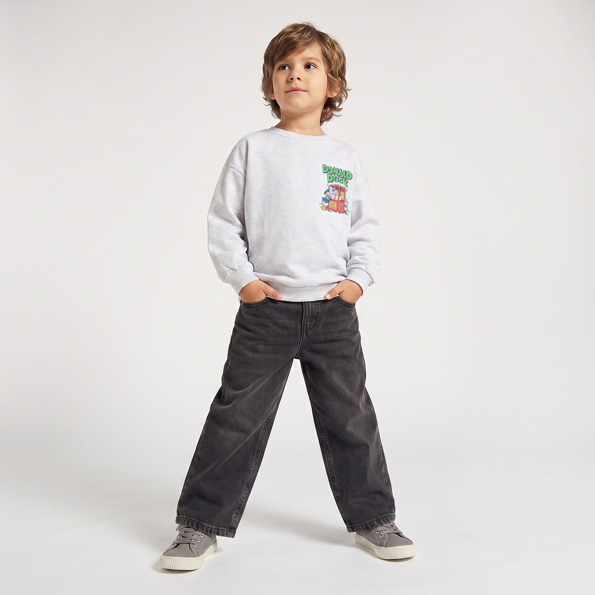 Disney Donald Duck Print Sweatshirt with Long Sleeves-baby-boys-clothing-winterwear-sweatshirts-image-4