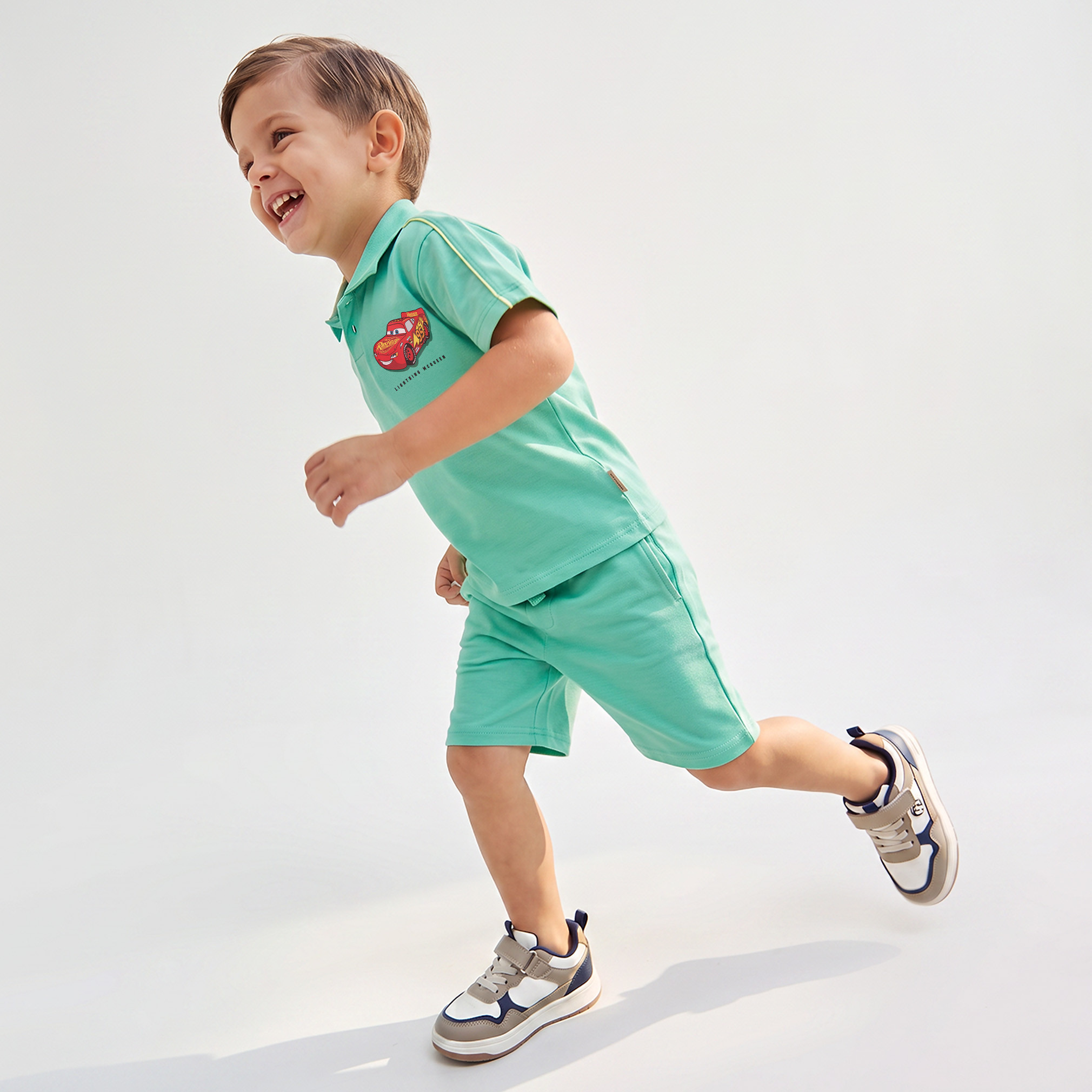 Disney Collared Short Sleeves Polo T-shirt and Shorts Set with Lightning McQueen Print-boys-clothing-setsandcoords-image-7