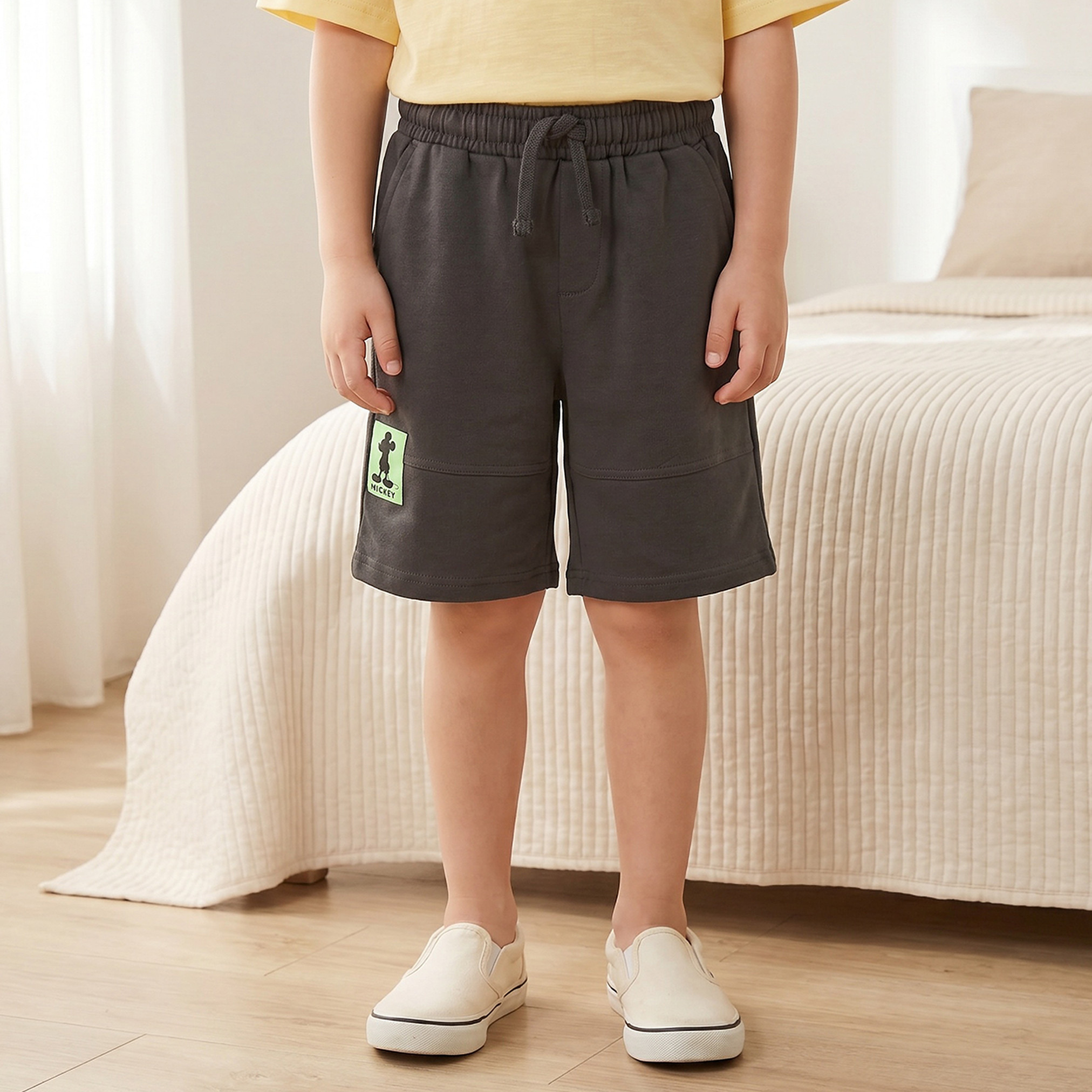 Disney Crew Neck Short Sleeves T-shirt and Shorts Set with Mickey Mouse Print-boys-clothing-setsandcoords-image-3