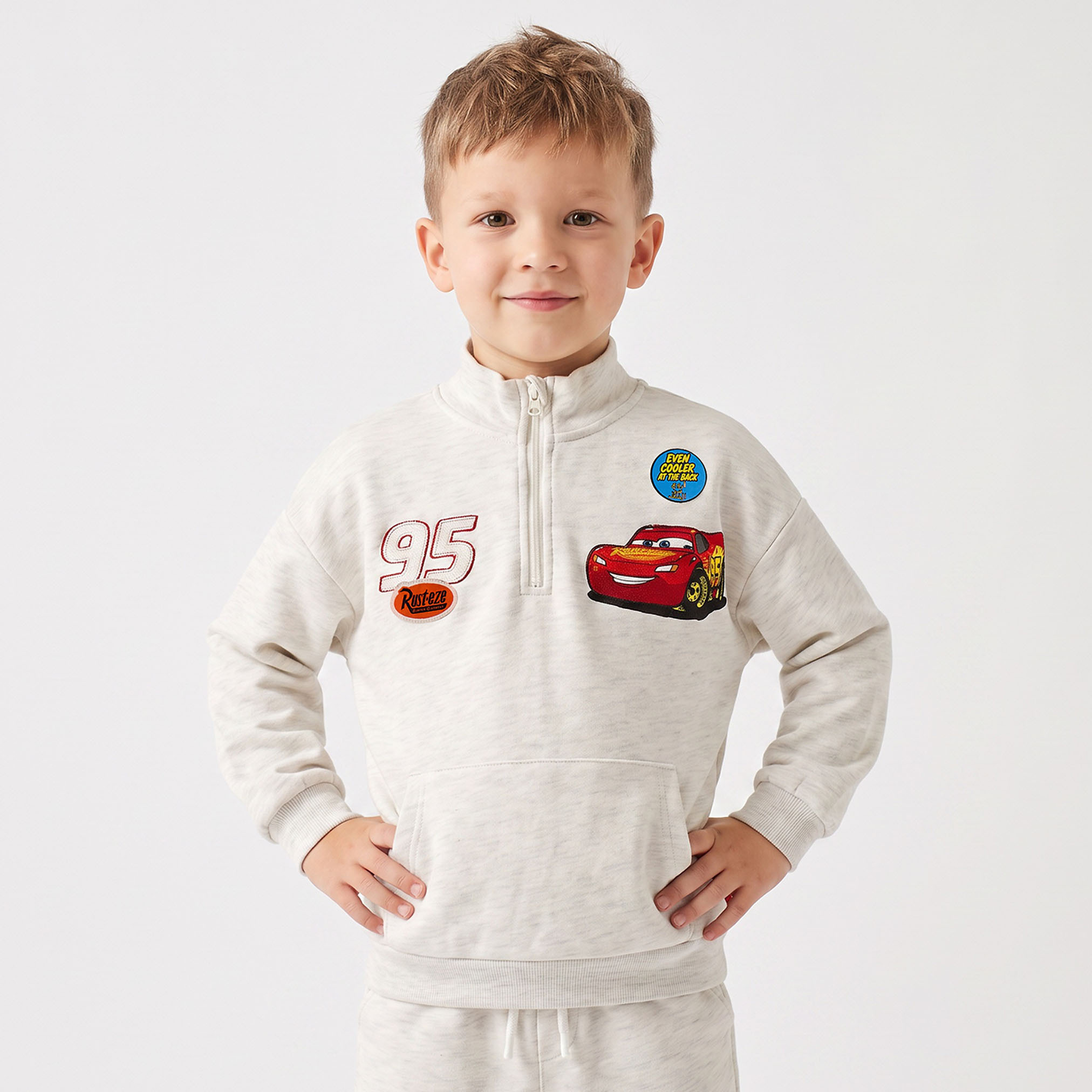 Disney High Neck Long Sleeves Sweatshirt and Joggers Set with Lightning McQueen Print-boys-clothing-setsandcoords-image-3