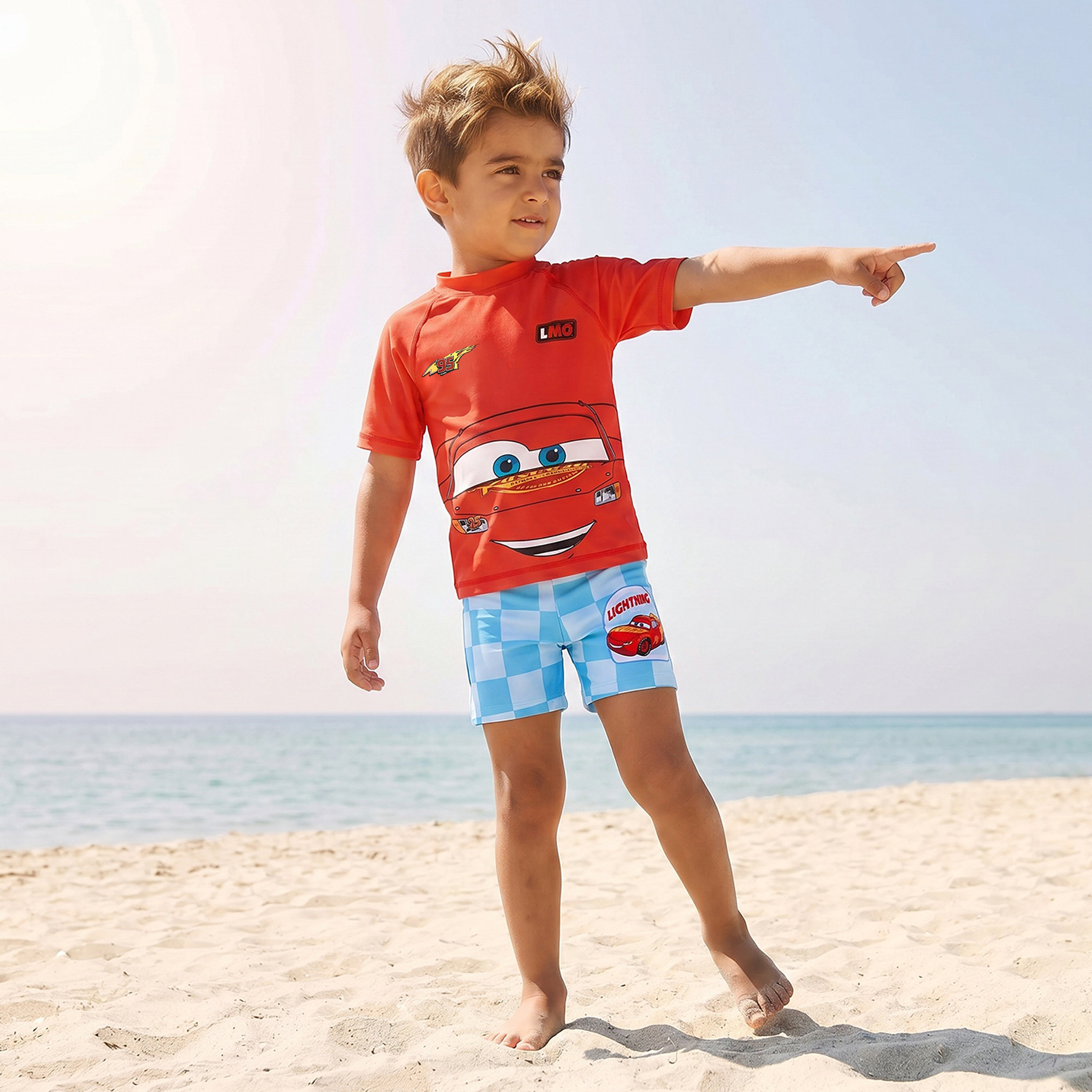 طقم سباحة شورت وتيشيرت بطبعات كارز للأولاد من ديزني-baby-boys-clothing-swimwear-image-7