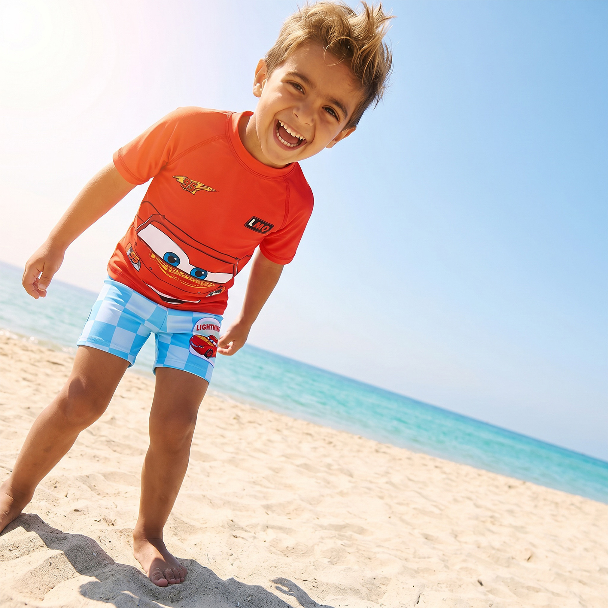 طقم سباحة شورت وتيشيرت بطبعات كارز للأولاد من ديزني-baby-boys-clothing-swimwear-image-8