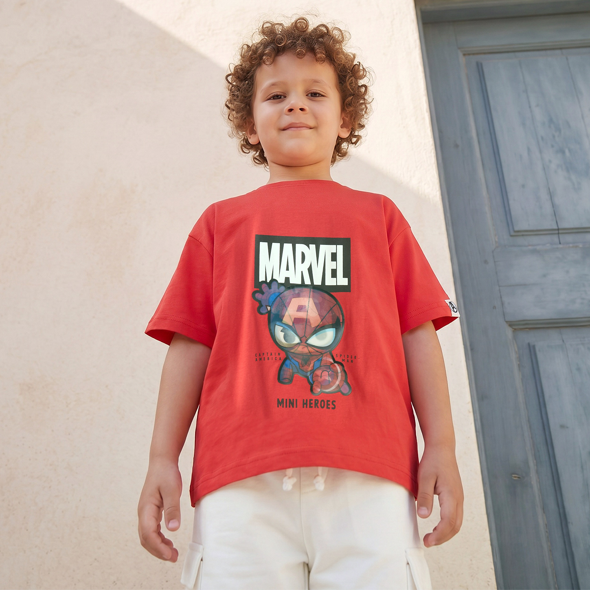 تيشيرت بياقة دائرية وأكمام قصيرة بطبعة سبايدر مان-boys-clothing-tshirtsandpolos-image-1