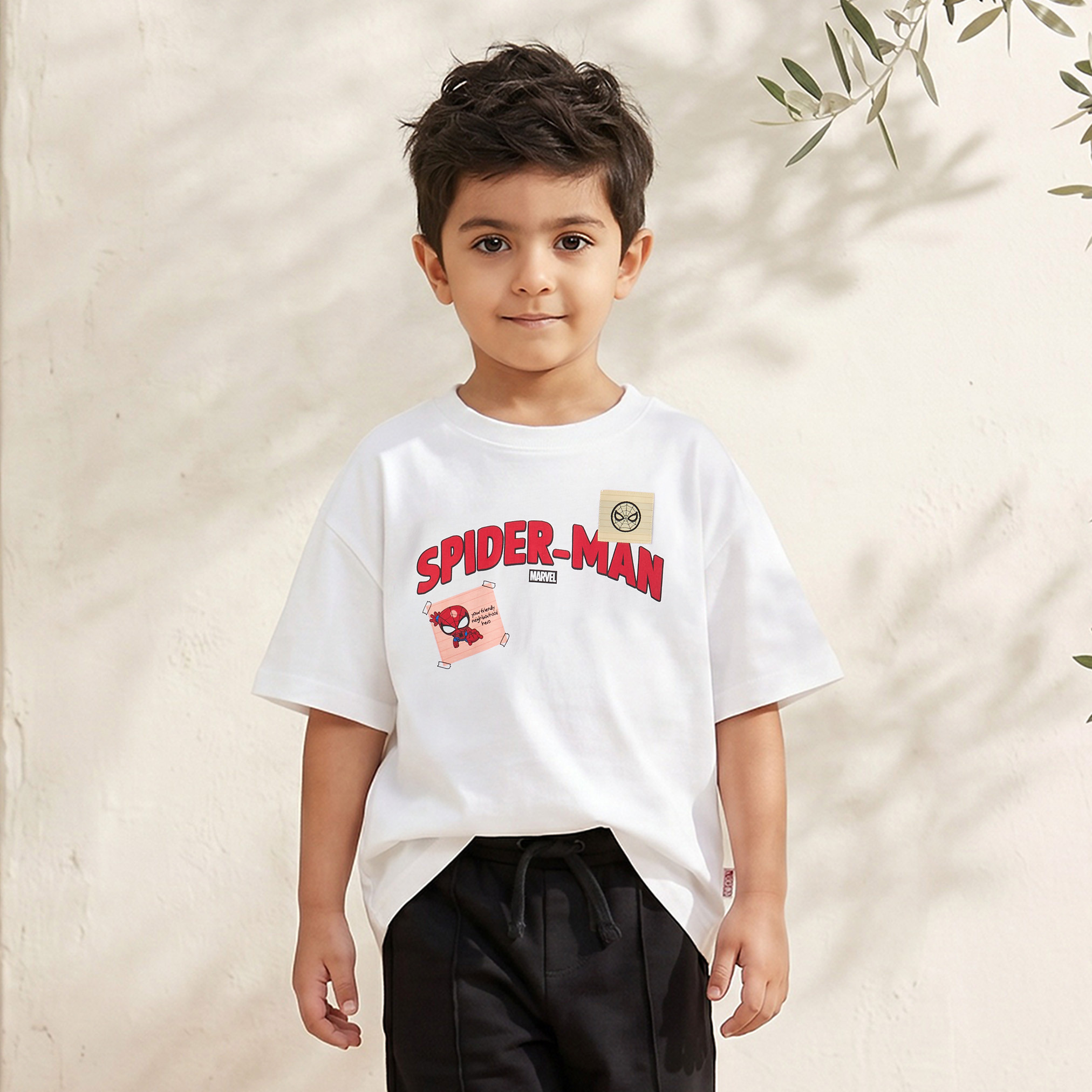 تيشيرت بياقة ضيقة وأكمام قصيرة وطبعات سبايدر مان-boys-clothing-tshirtsandpolos-image-1