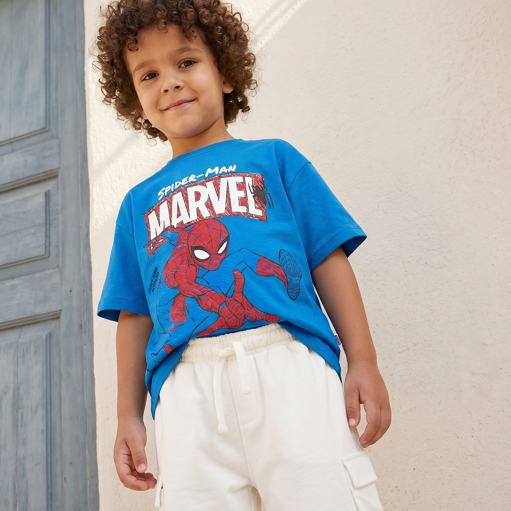 تيشيرت بياقة ضيقة وأكمام قصيرة وطبعات سبايدر مان-boys-clothing-tshirtsandpolos-image-6